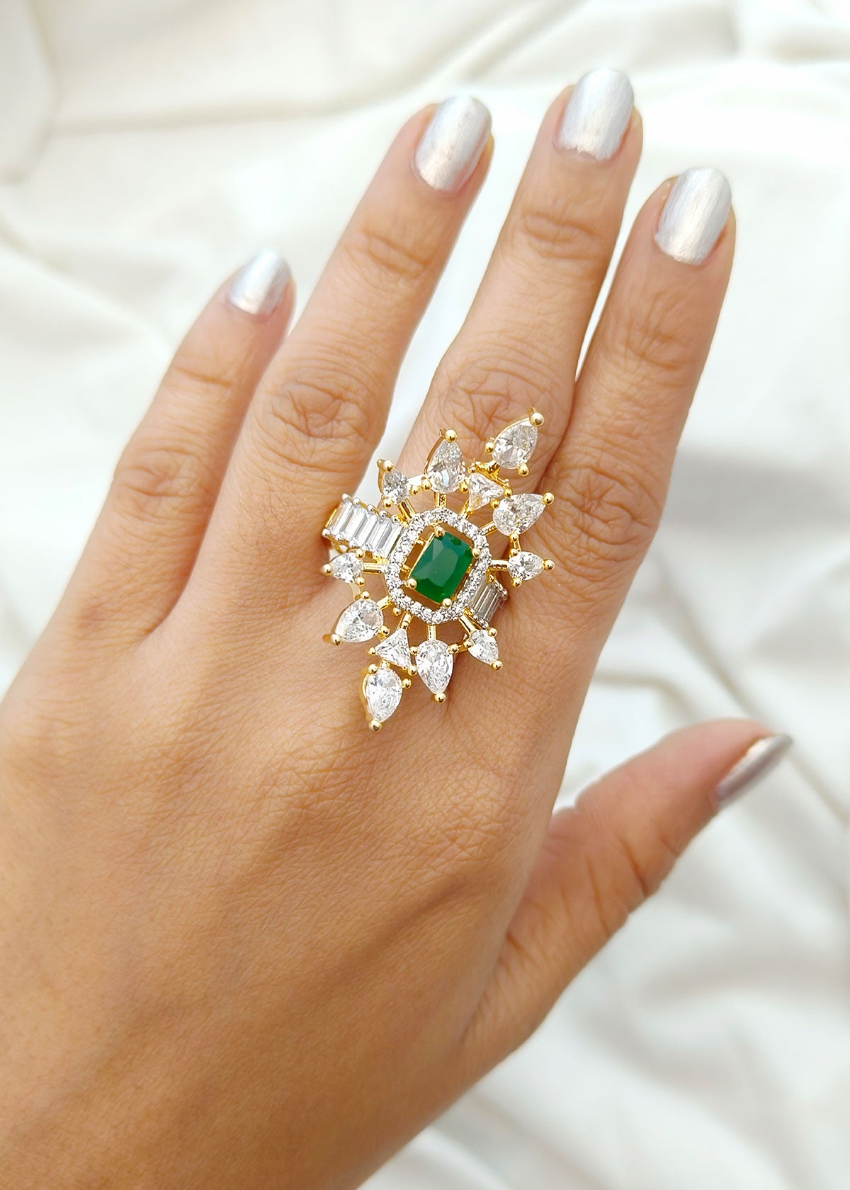 Big Designer Adjustable Women Zircon Ring