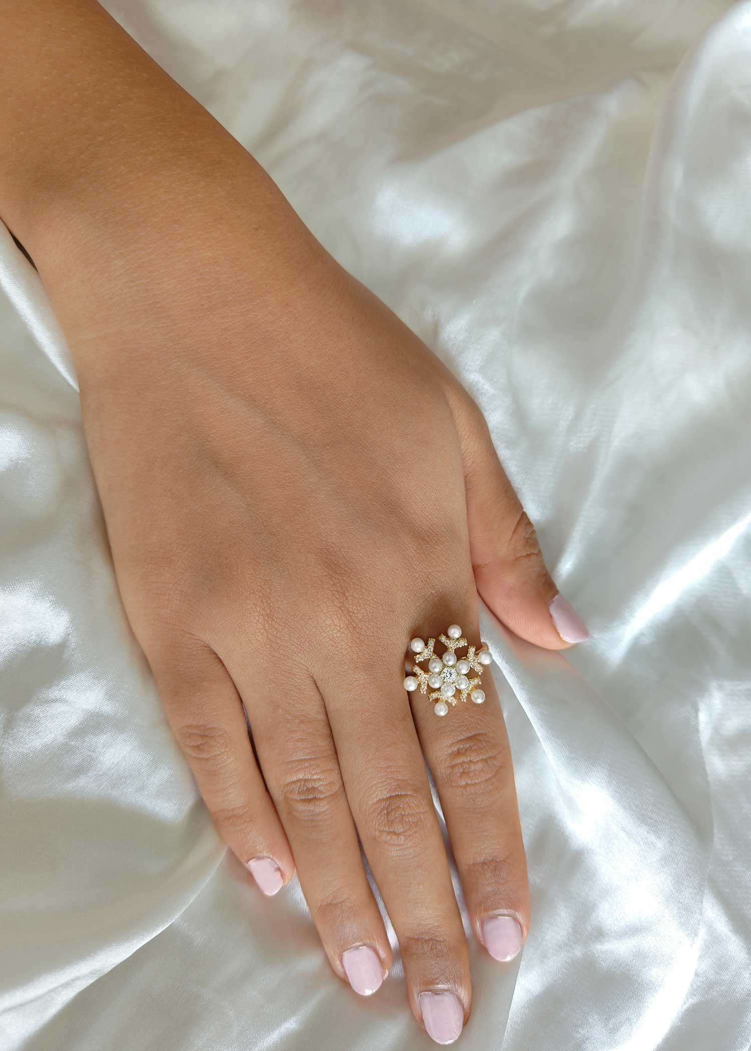 Designer Pearl Zircon Women Ring