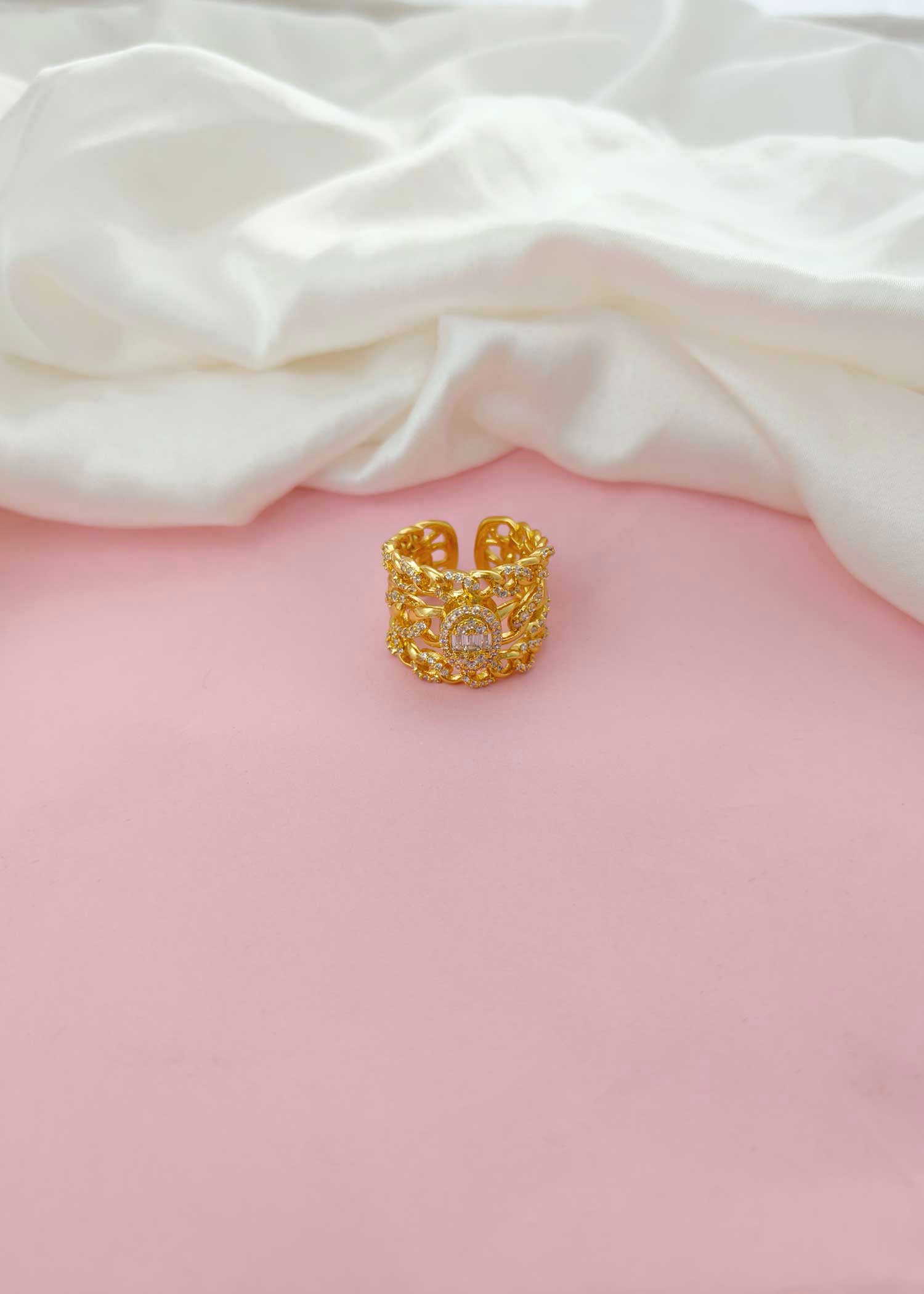 Broad Zircon Designer Adjustable Women Finger Ring