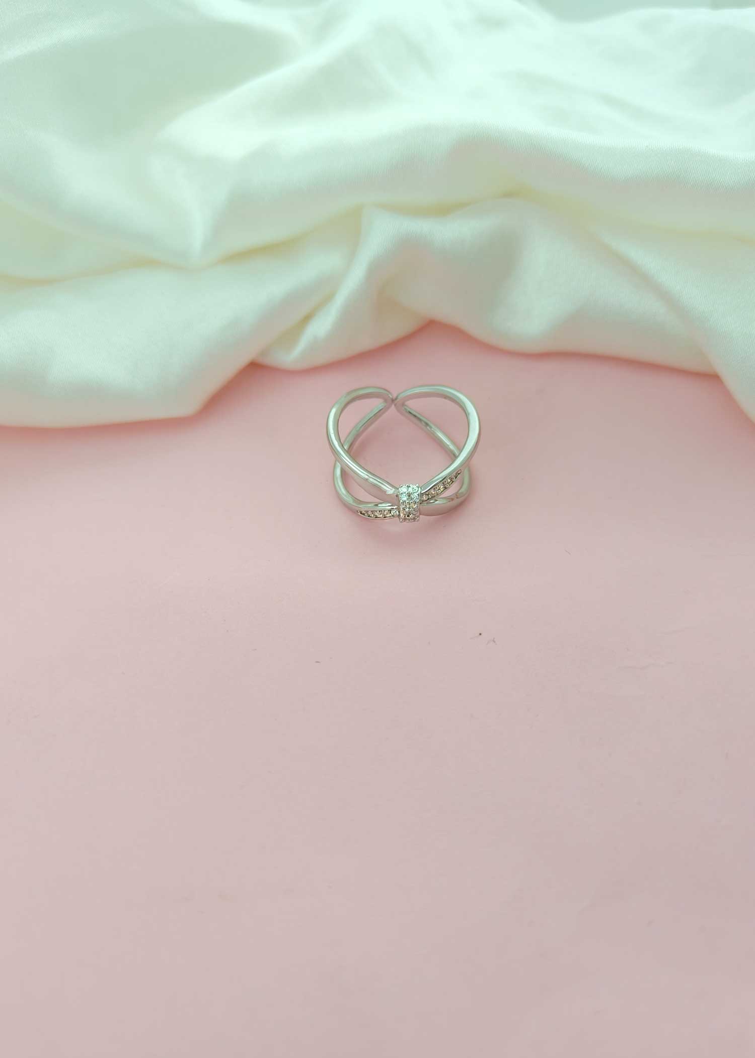Silver Plated Stylish Zircon Women Finger Ring