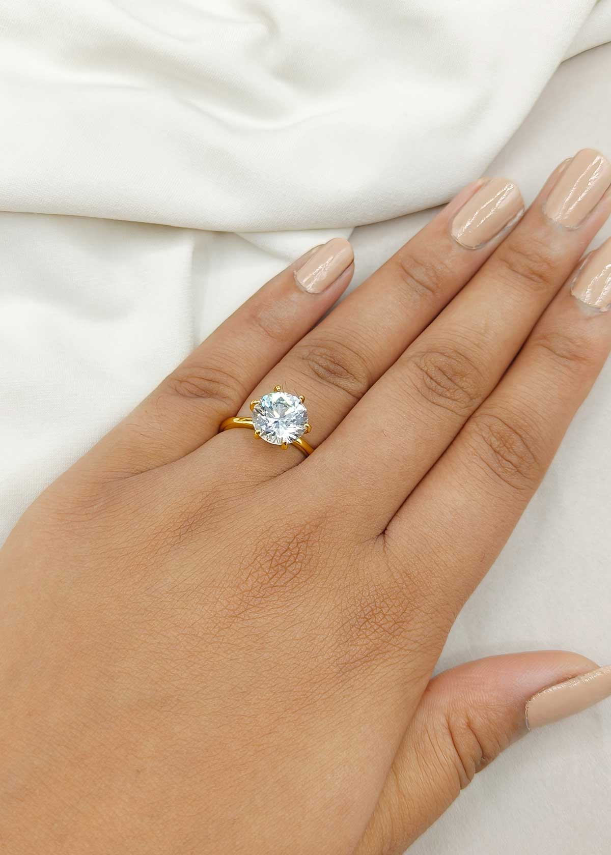 Big Solitaire Adjustable Women Finger Ring