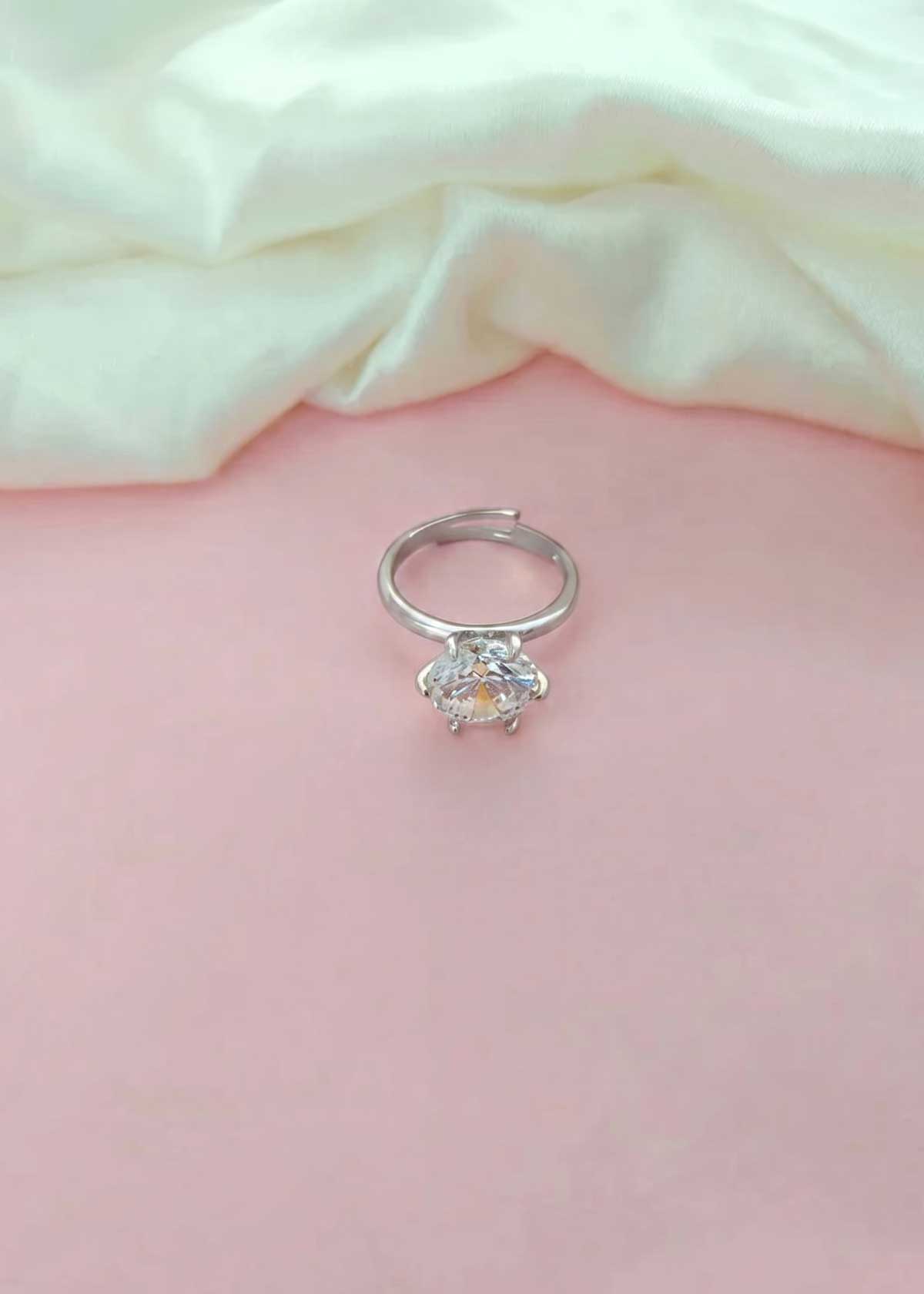 Big Solitaire Adjustable Women Finger Ring