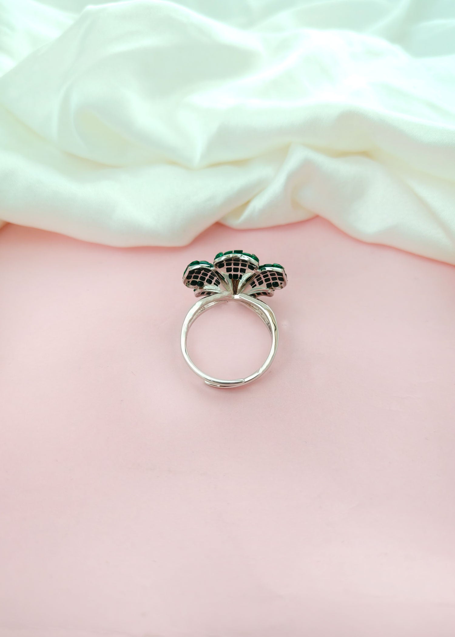 Big Black/ Green Floral Invisible Setting Ring