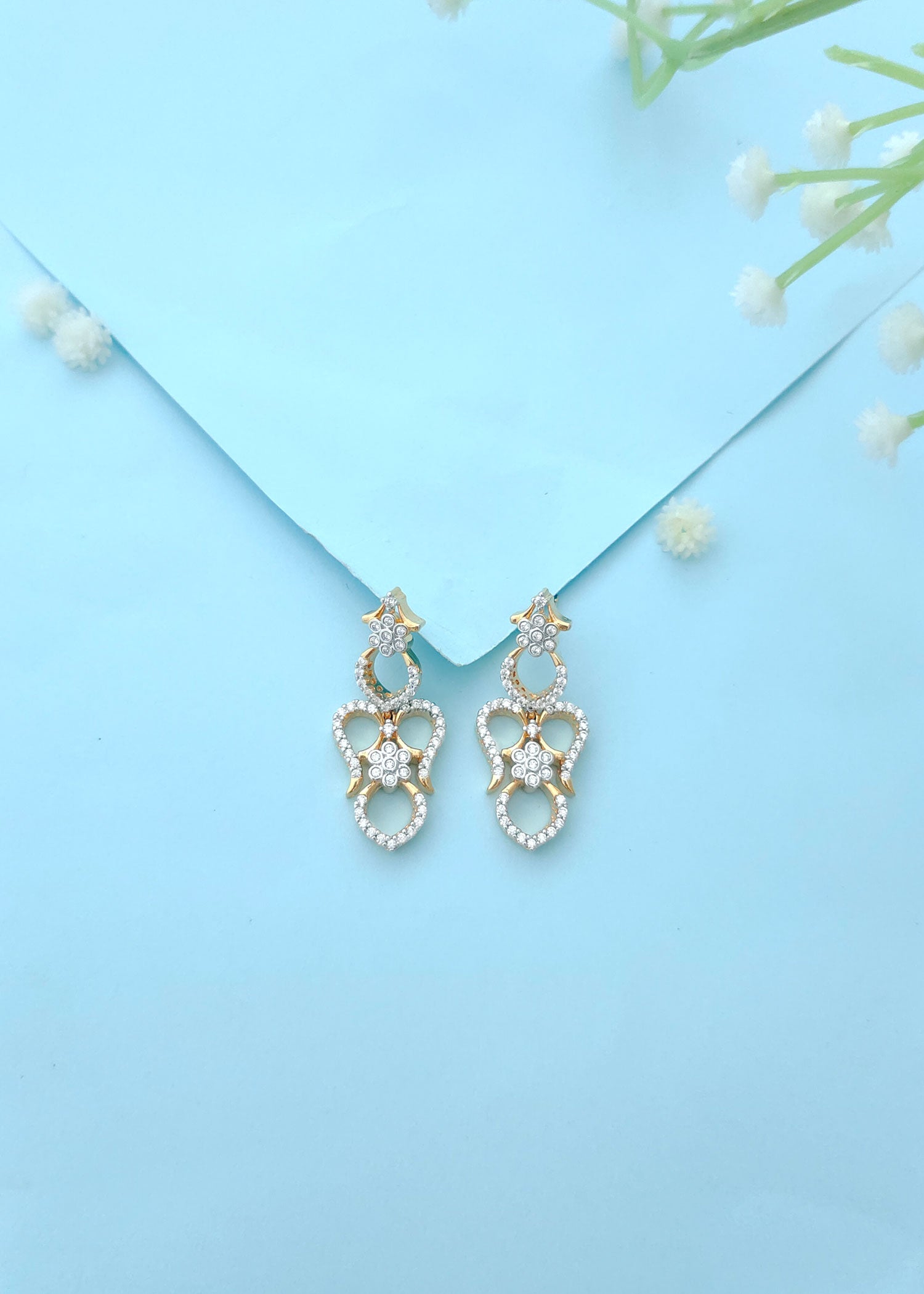 Floral design diamond studded fancy Short necklace set