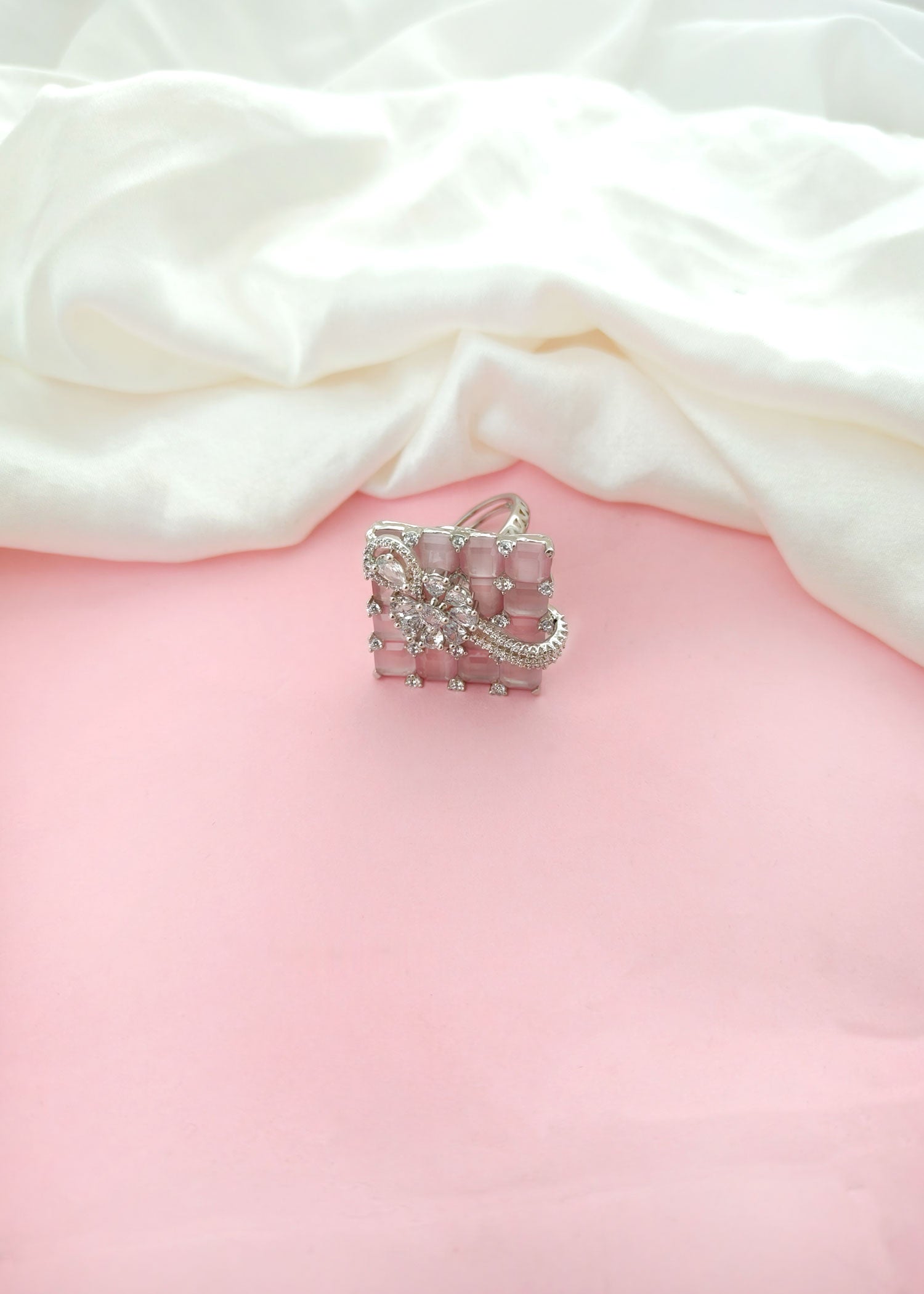 Square Design Zircon Reception Wear Big Adjustable Finger Ring