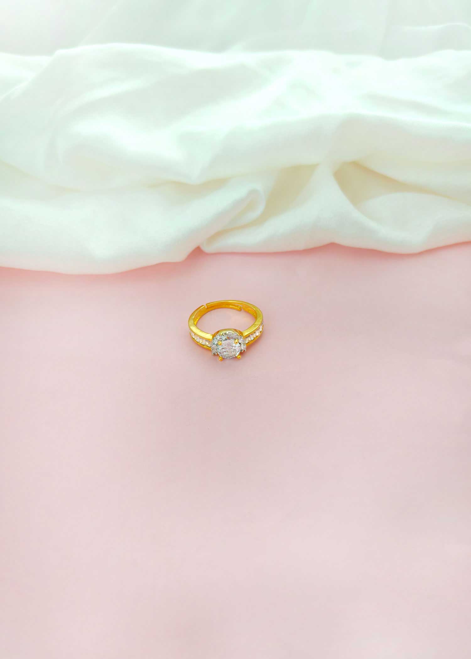 Gold Plated Delicate Adjustable Zircon Women Finger Ring