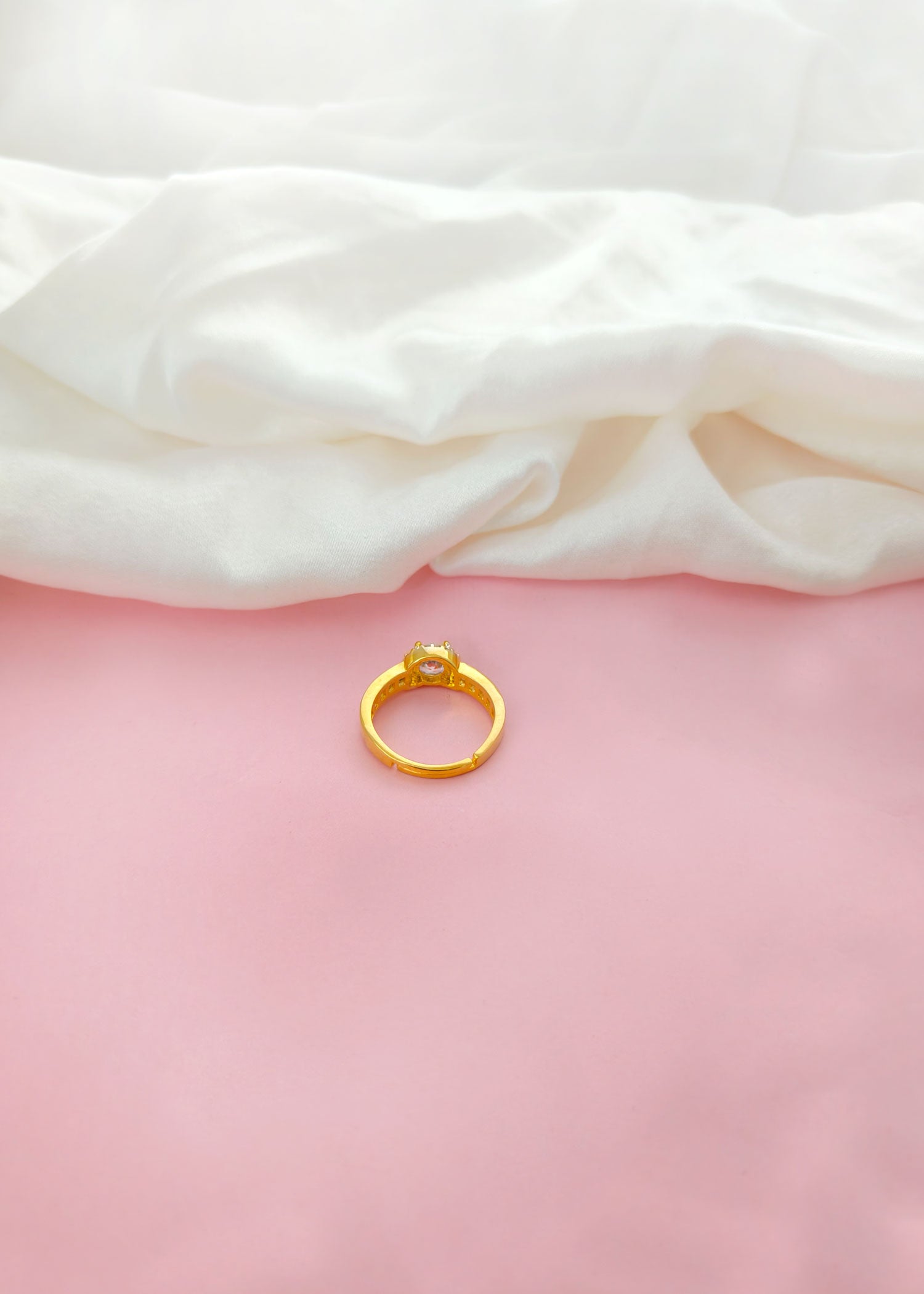 Gold Plated Delicate Adjustable Zircon Women Finger Ring