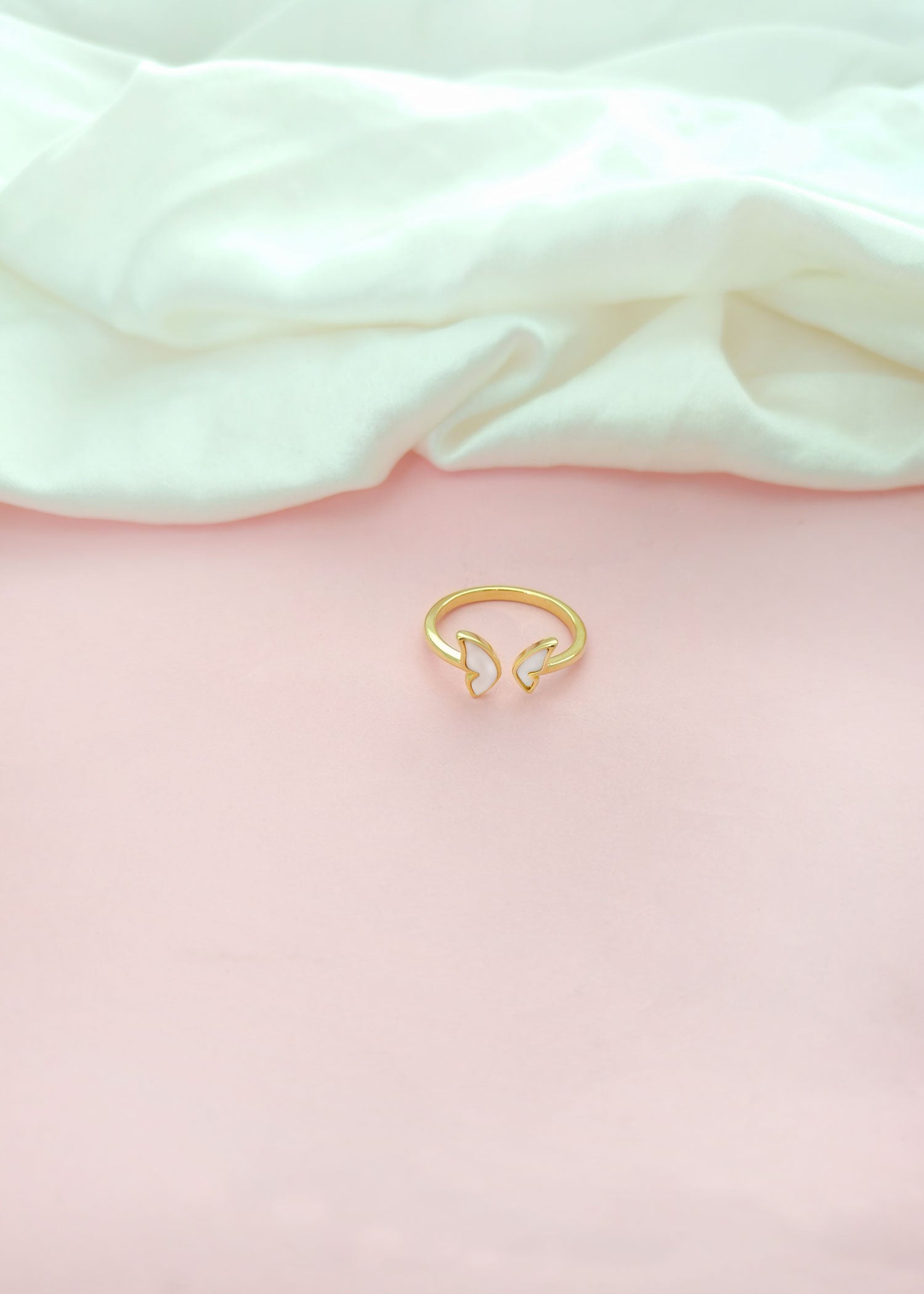 Mother Of Pearl Delicate Butterfly Adjustable Finger Ring