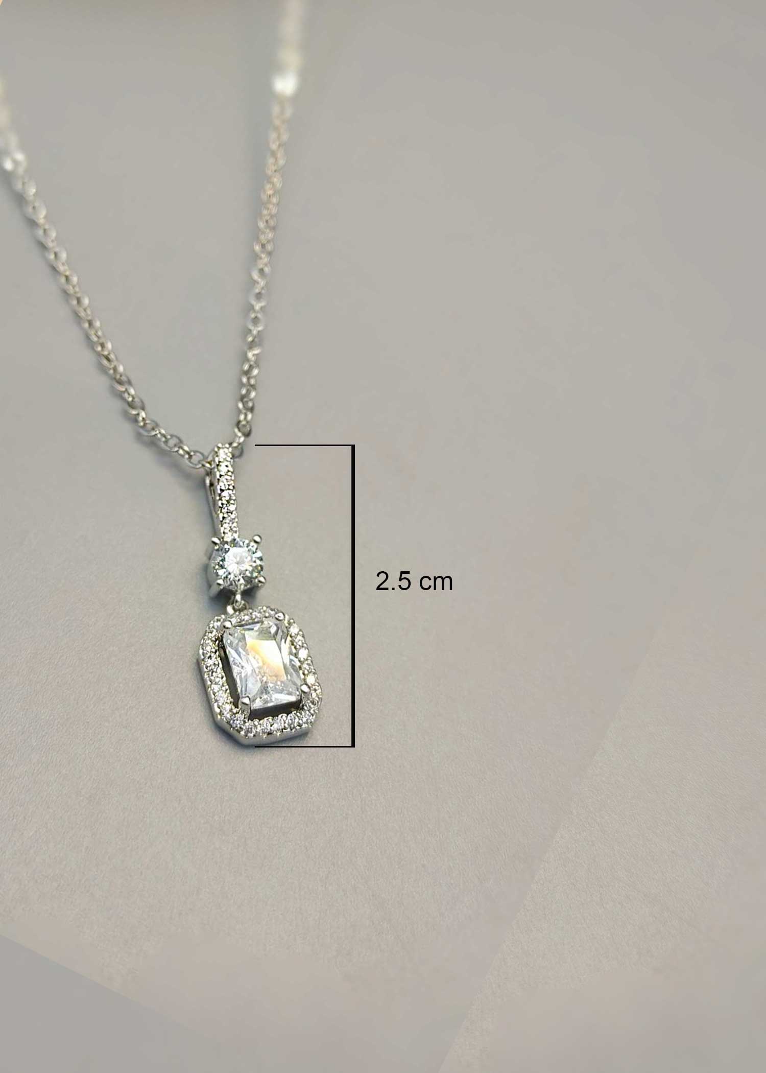 Square Shape Zircon Pendant Set