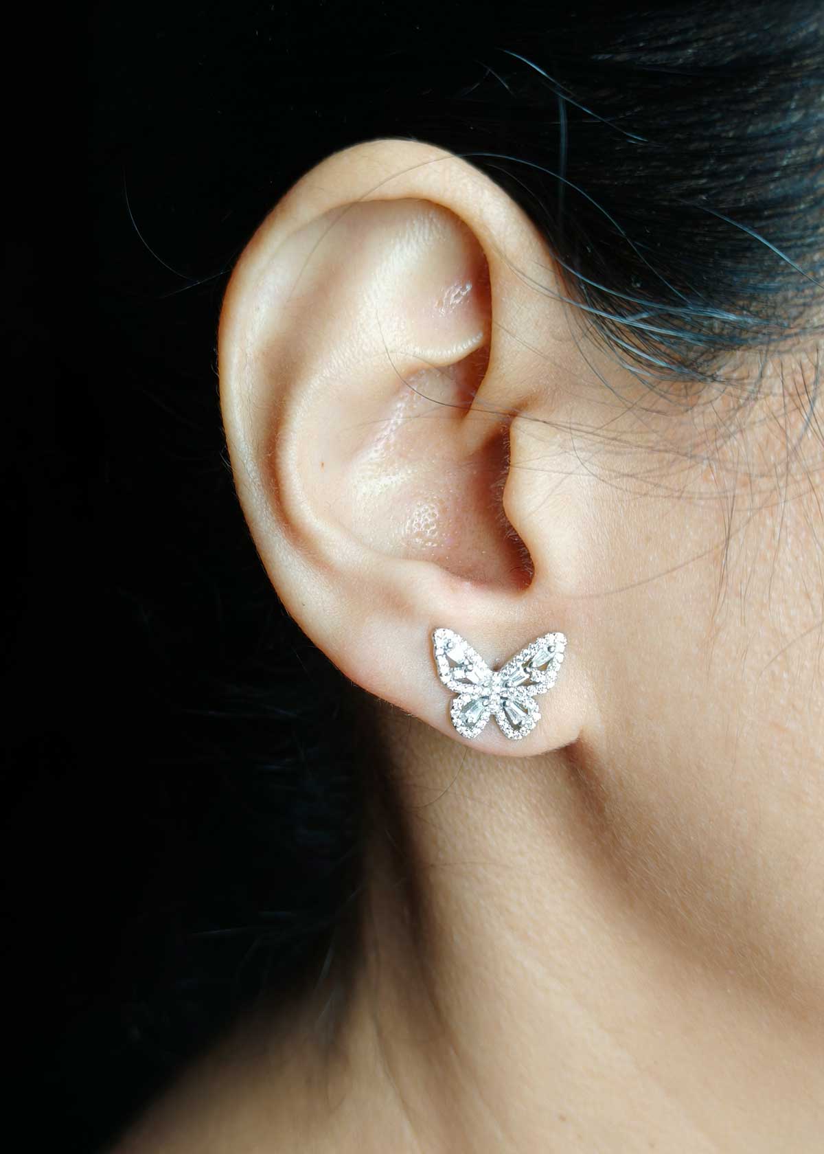 92.5 Sterling Silver Zircon Butterfly Pendant Set