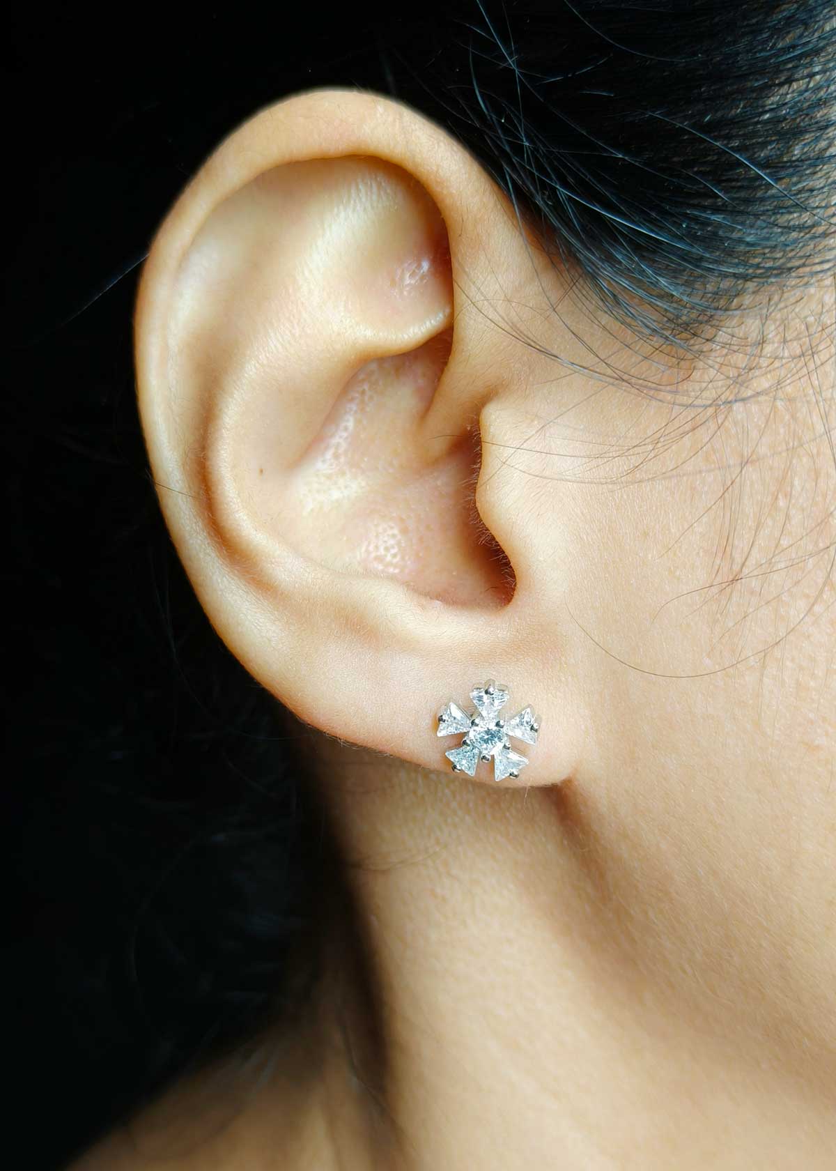 92.5 Sterling Silver Cubic Zircon Snow Flake Pendant Set