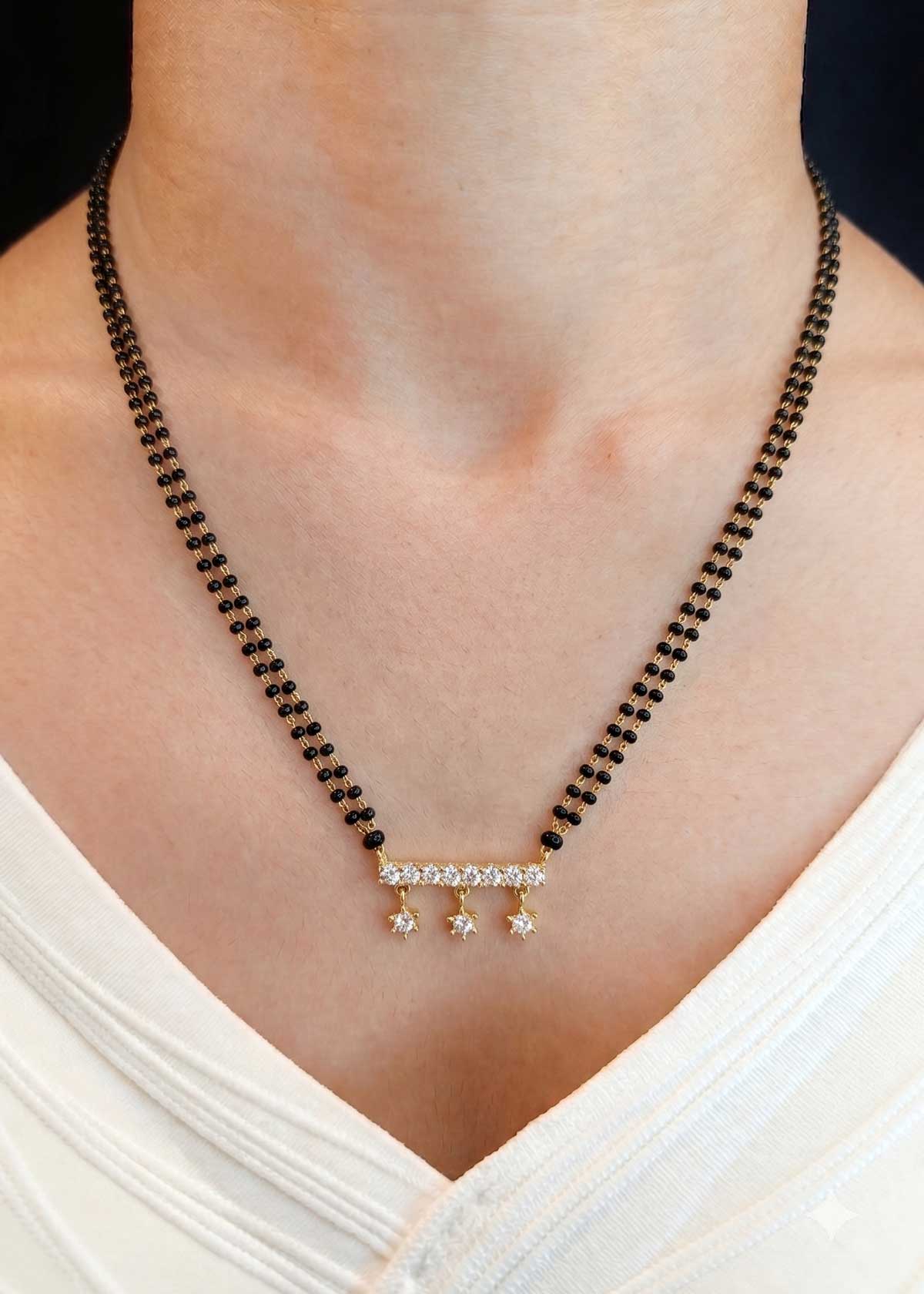 Cubic Zircon Gold Plated Mangalsutra Necklace