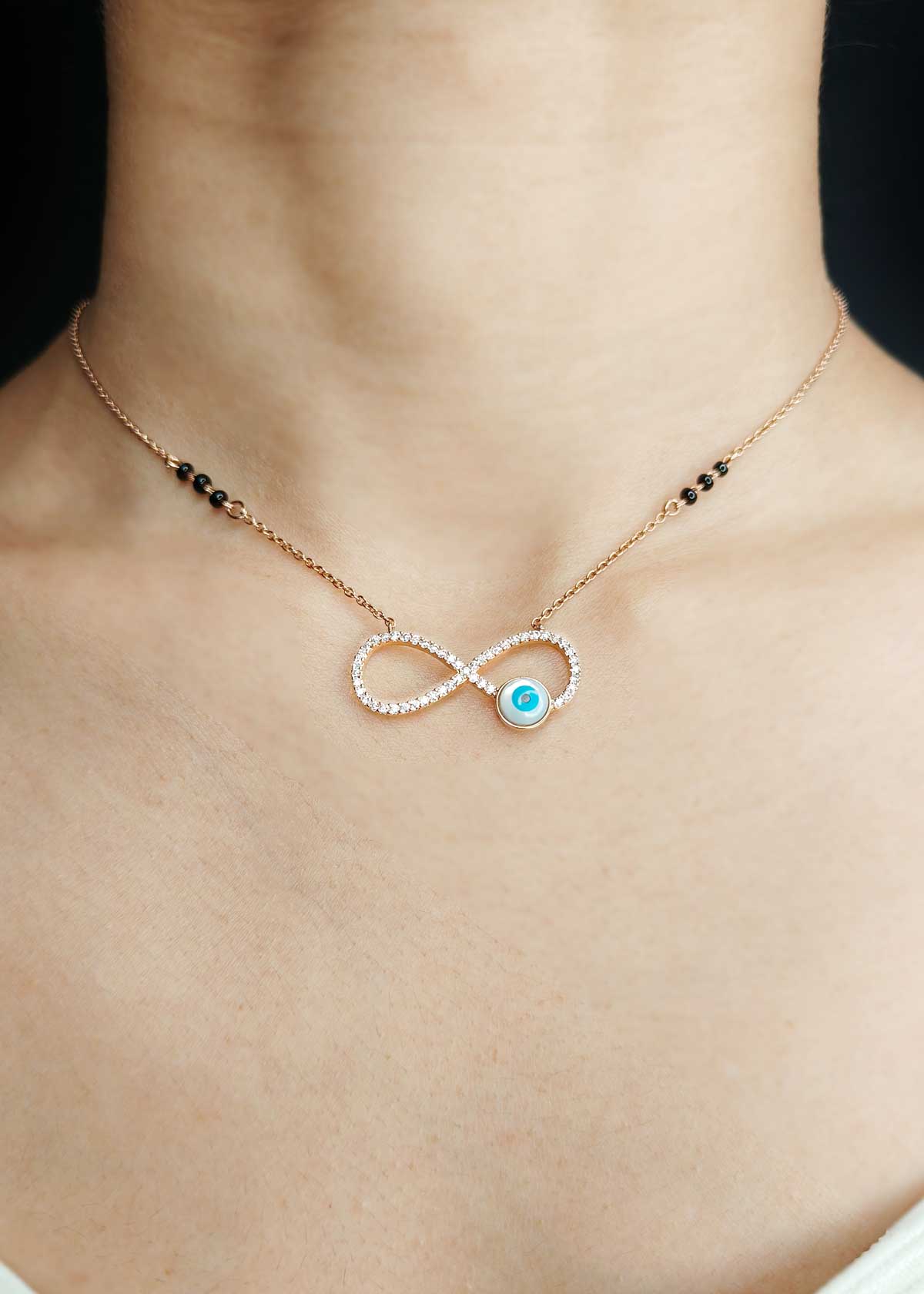 Cubic Zircon Infinity Evil Eye Mangalsutra Necklace