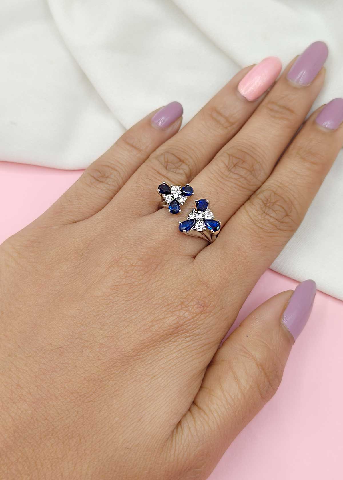 92.5 Sterling Silver designer Adjustable Finger Ring