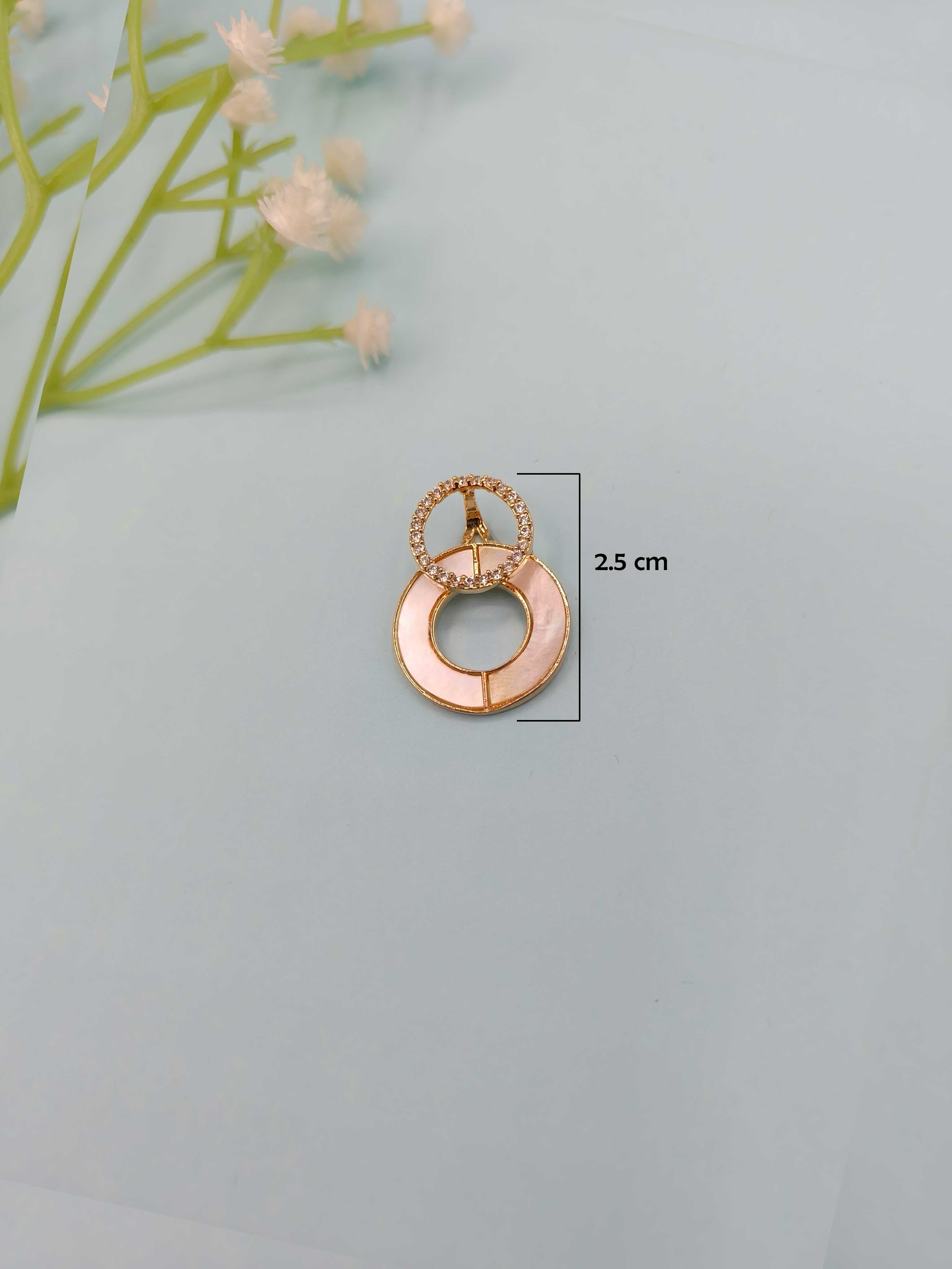 Double Round Mother Of Pearl Zircon Pendant Set