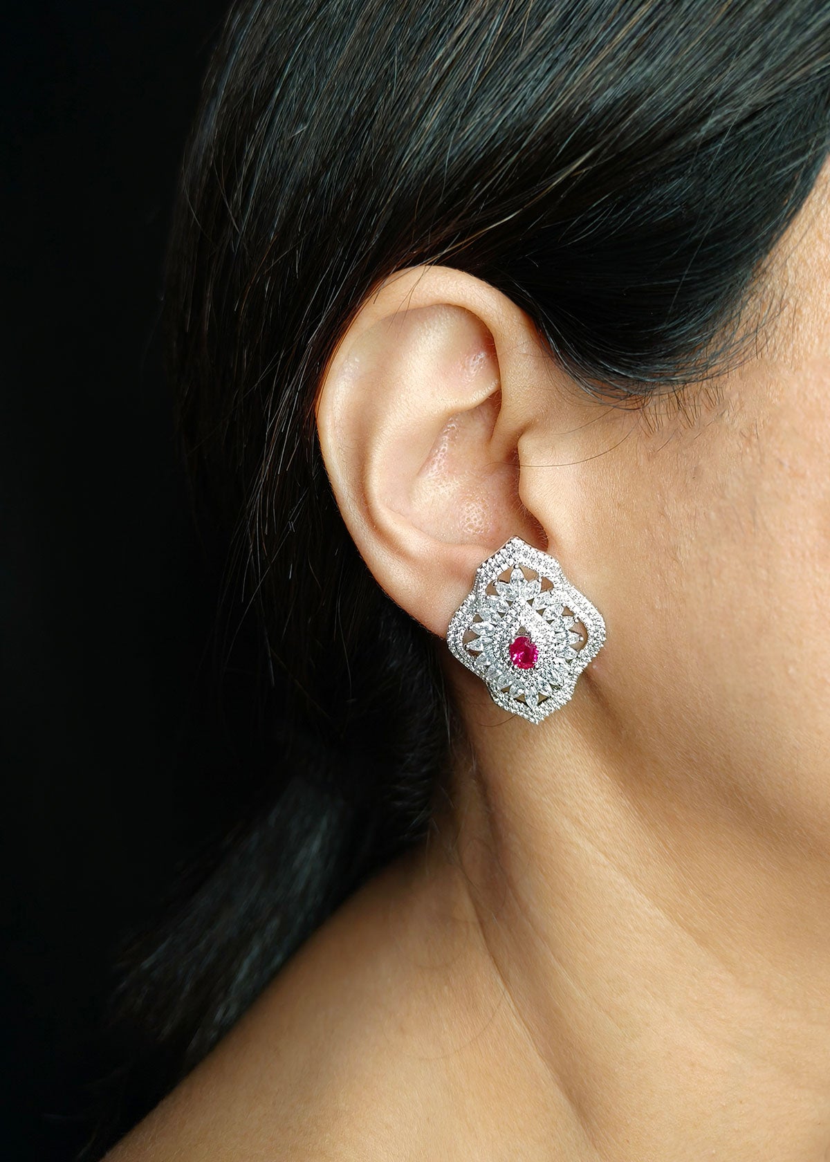 Marquise Diamond Big Stud Earring