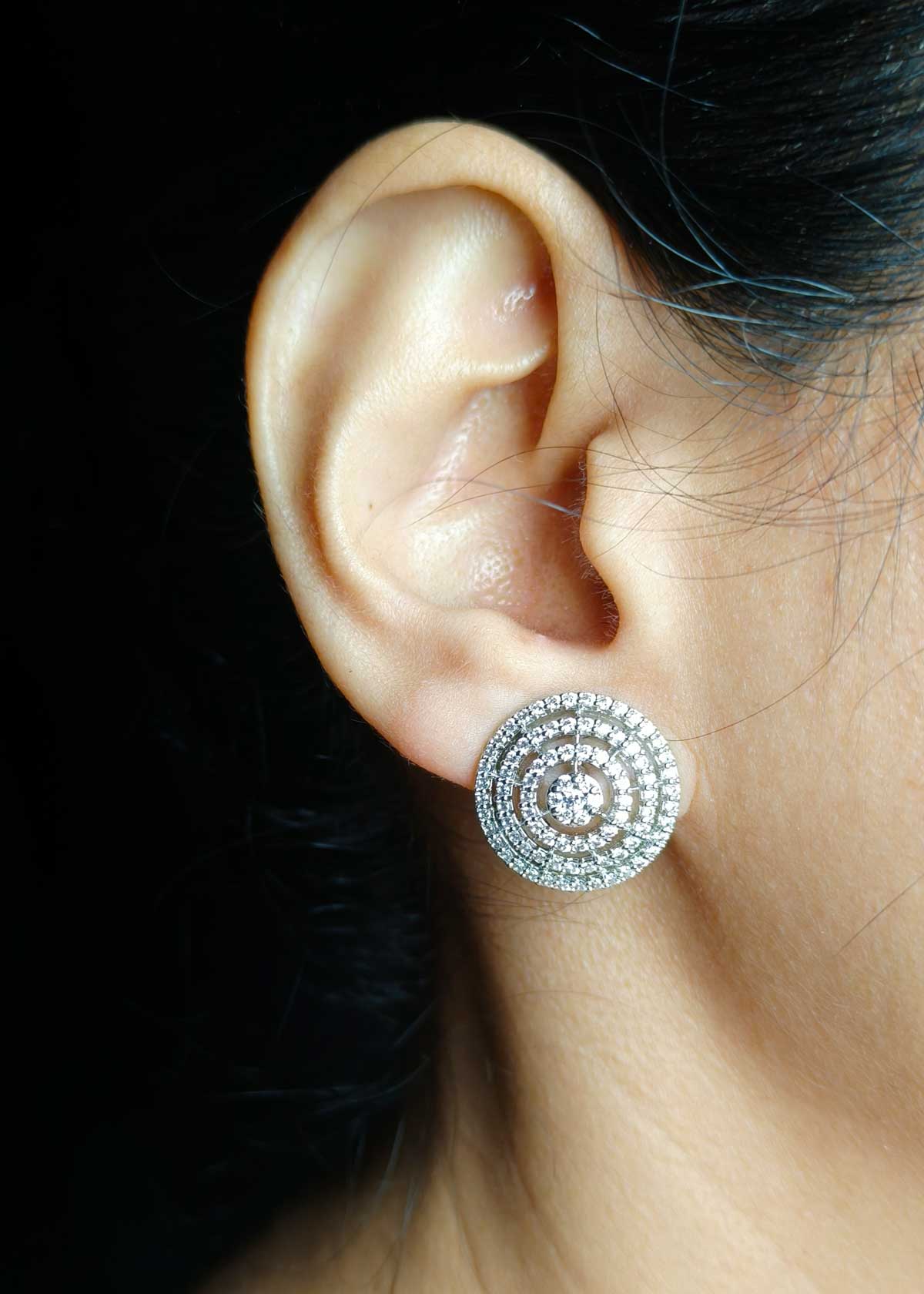 Cubic Zircon Designer Pendant Set+Chain Matching Earring Set