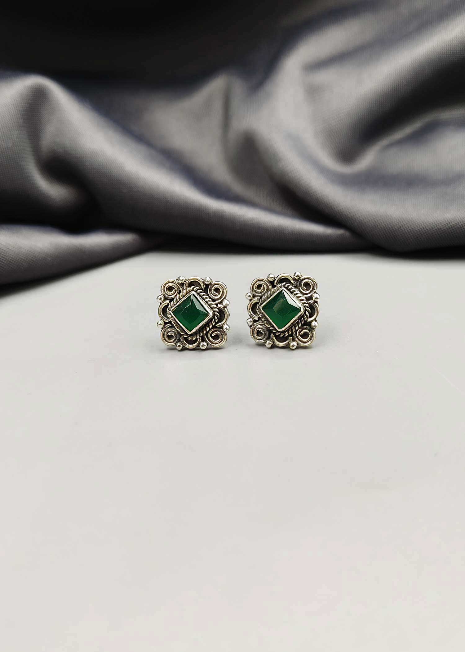 92.5 Sterling Silver Rectangular Studs Earring