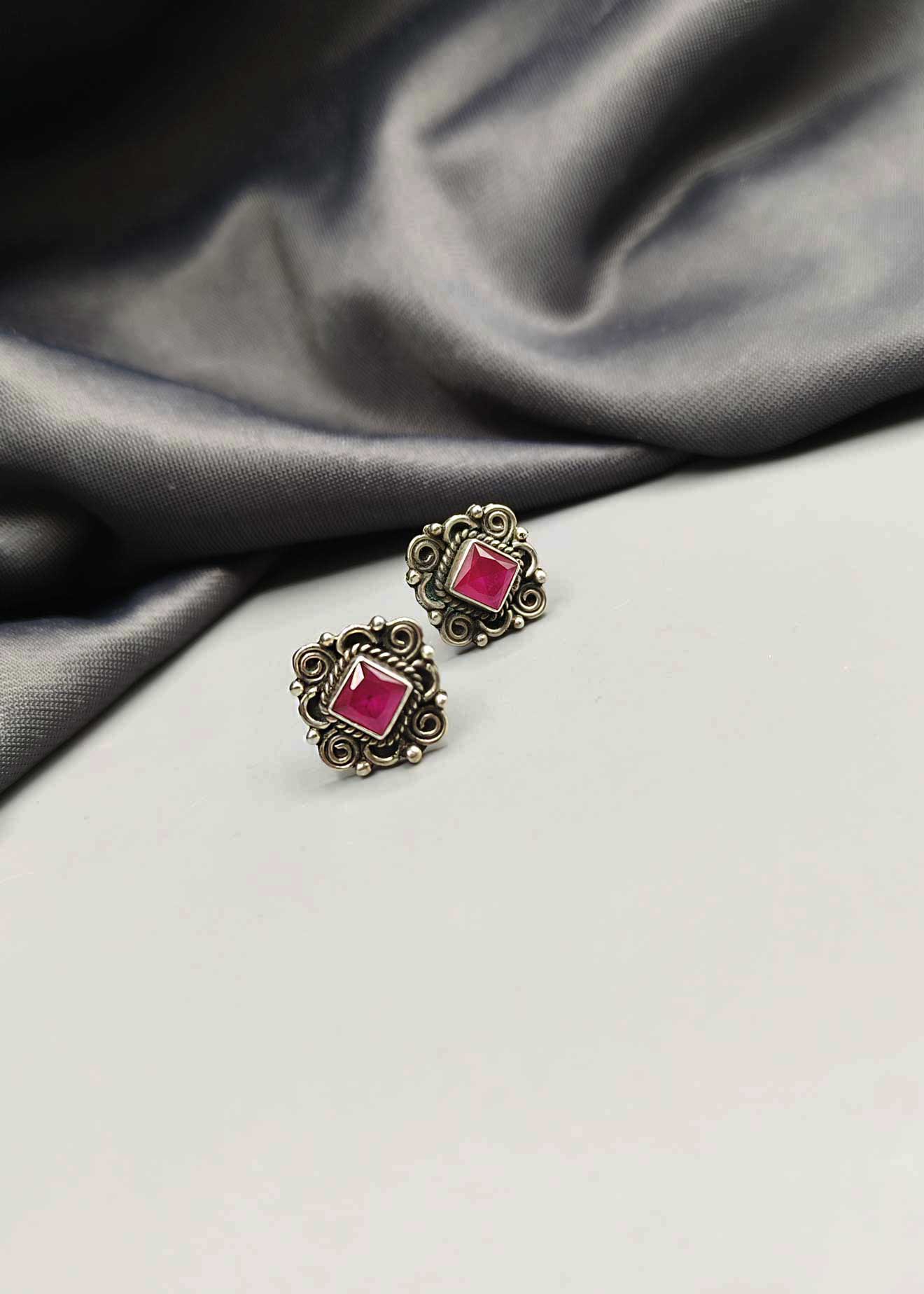 92.5 Sterling Silver Rectangular Studs Earring