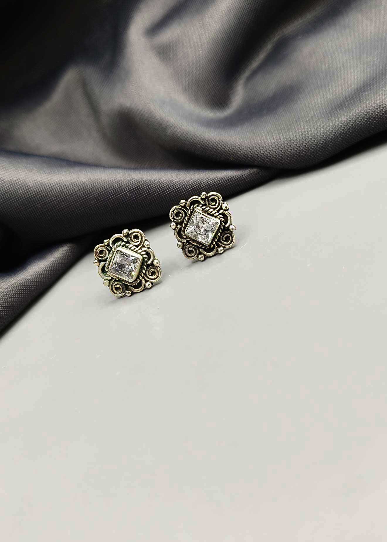 92.5 Sterling Silver Rectangular Studs Earring