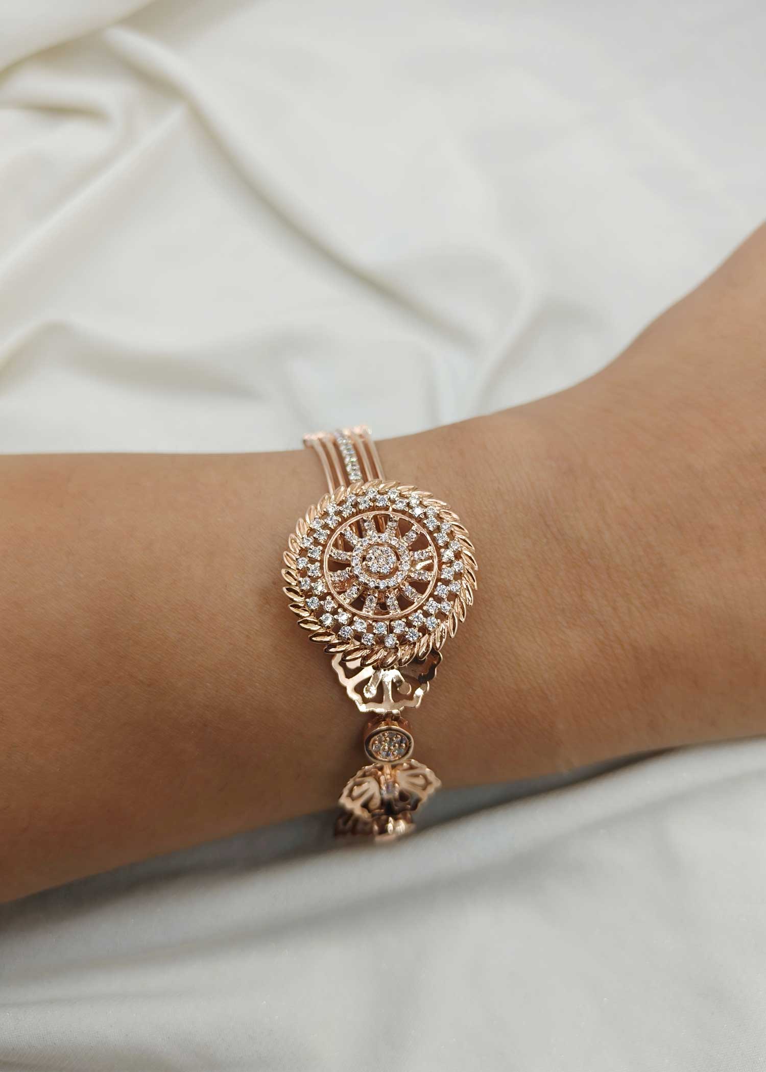Sterling Silver Rose Gold Kada Style Loose Bracelet