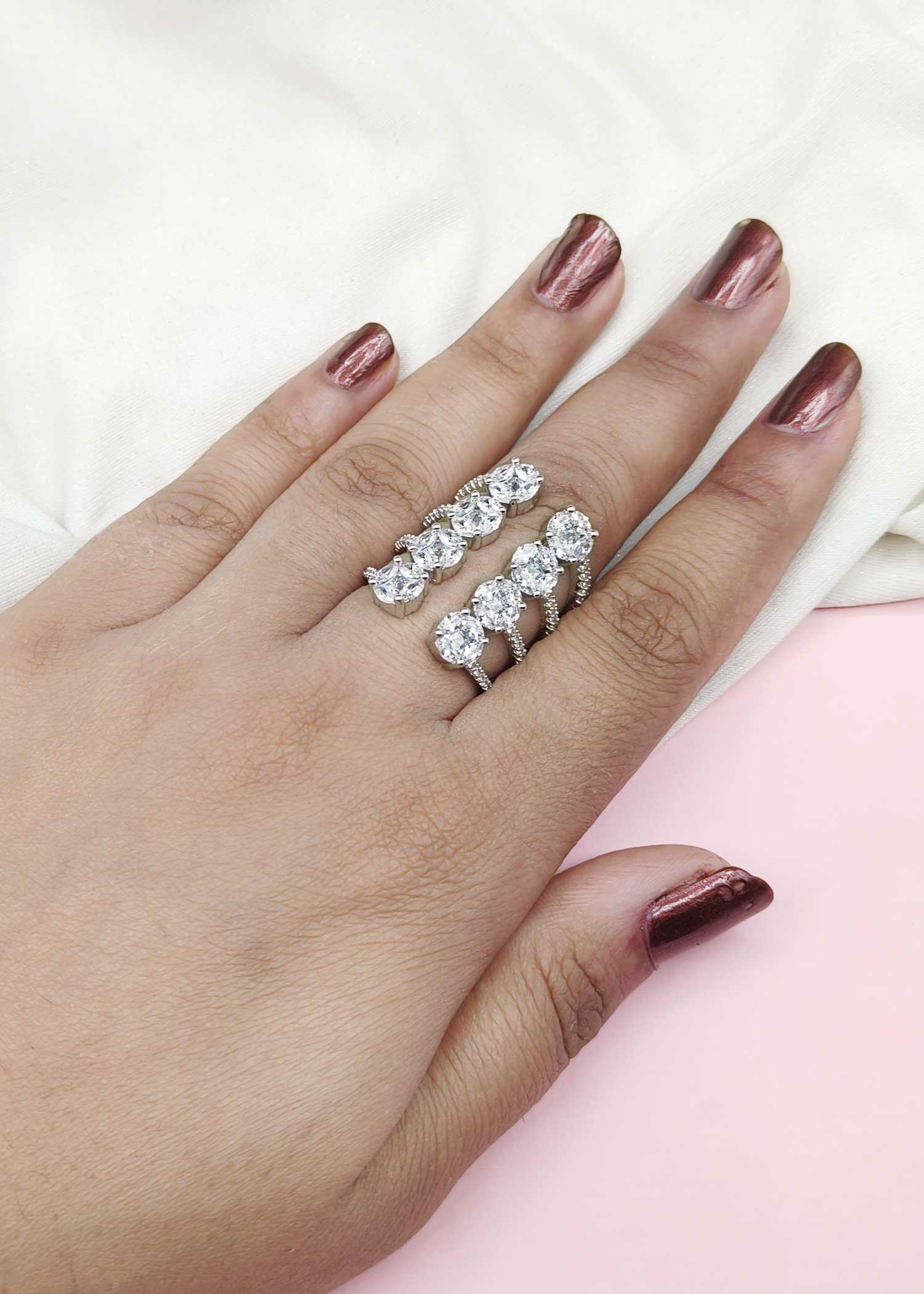 Fancy Diamond Adjustable Finger Ring