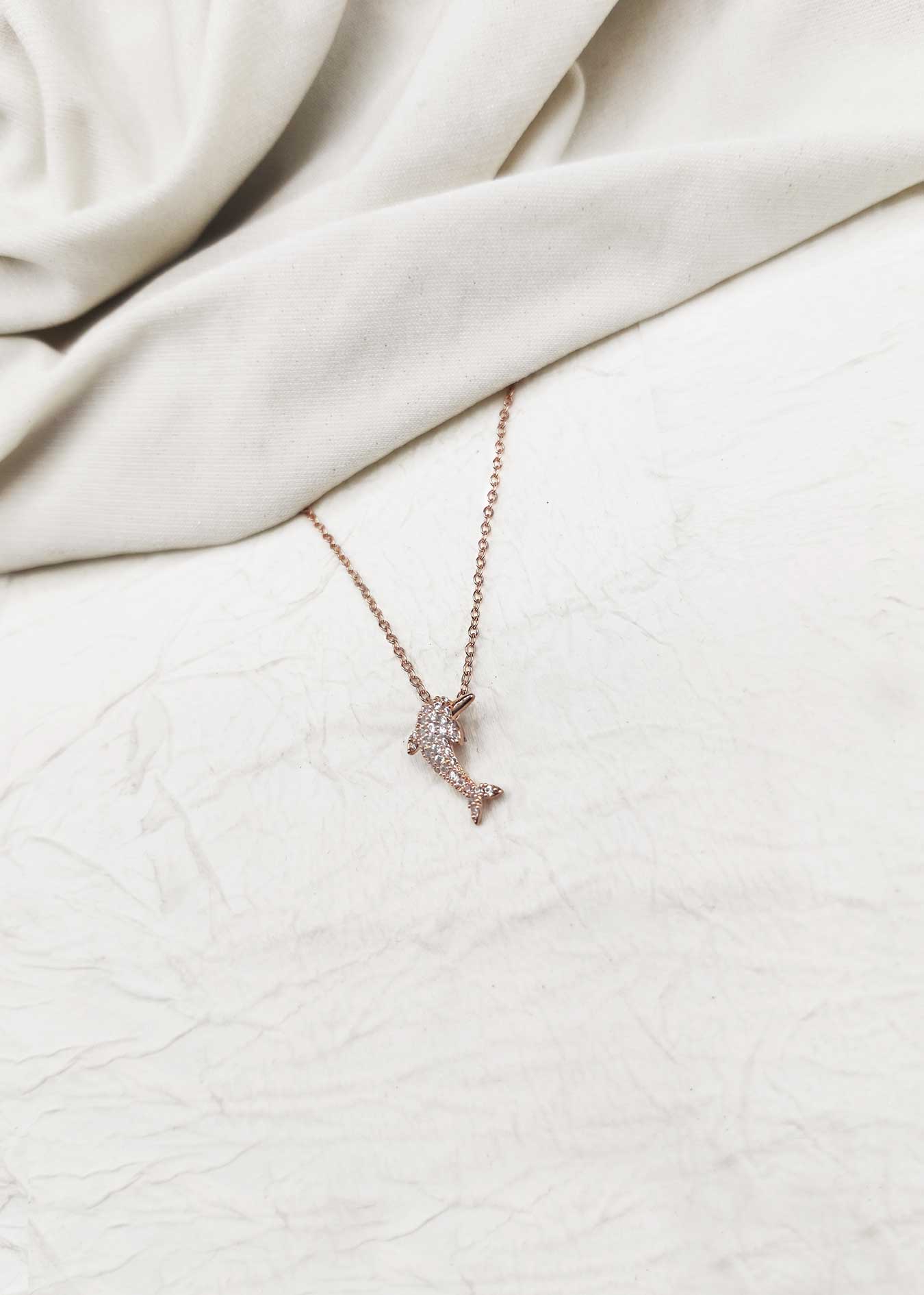 Dolphin Gold Cubic Zircon Pendant+ Chain