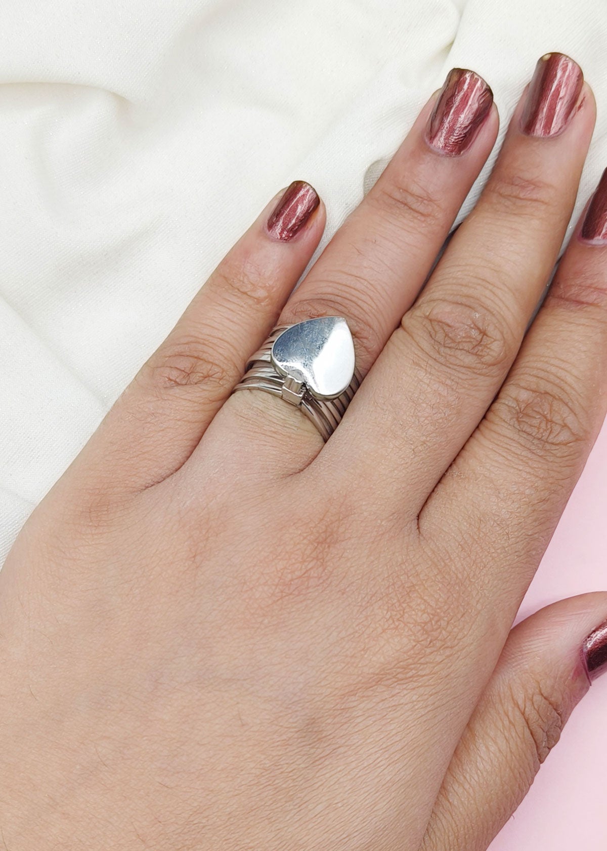 92.5 Sterling silver Heart shape Adjustable Ring Bracelet For Women