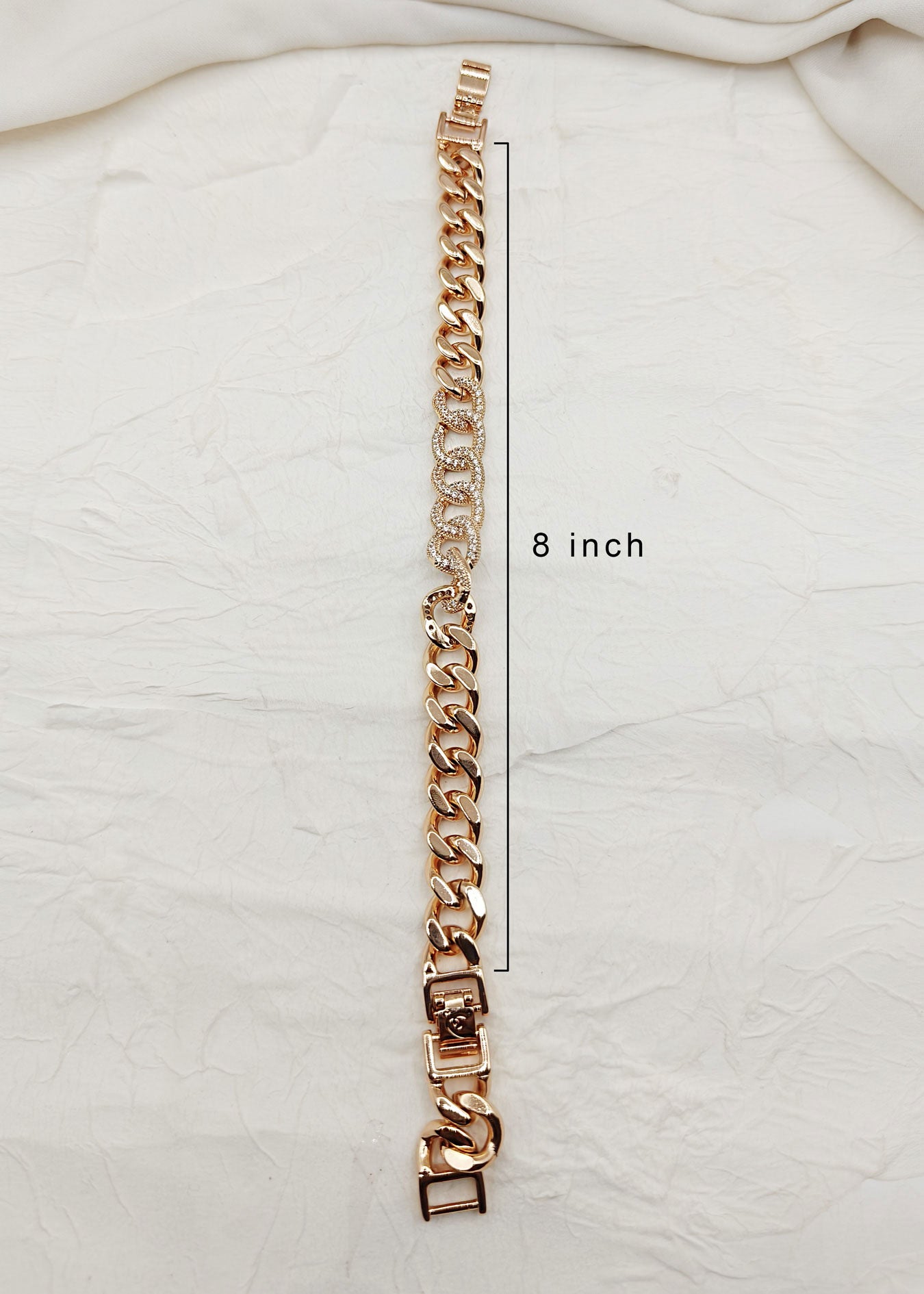 Chain Style Round Cut Cubic Zircon Rose Gold Plated Loose Bracelet
