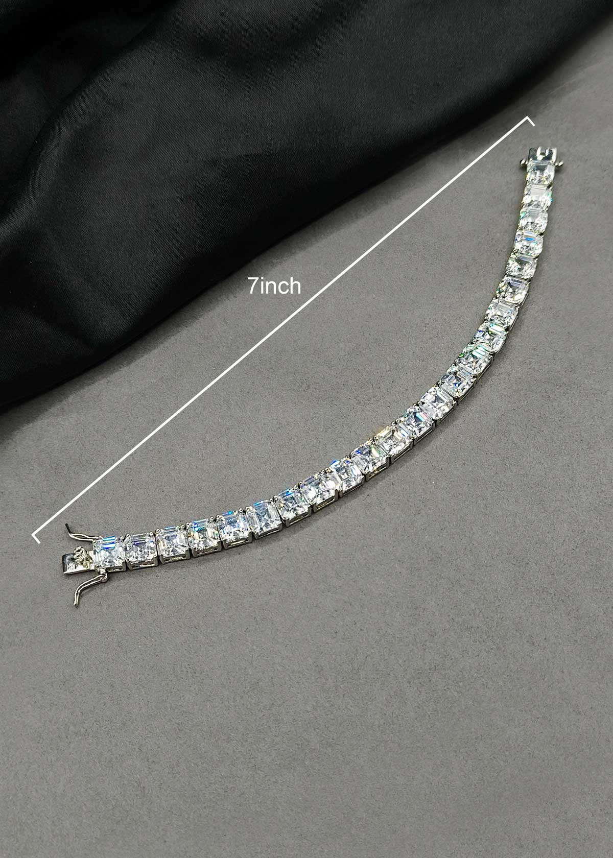 Classic Silver Plated Square Diamond Tennis Loose Bracelet For Women