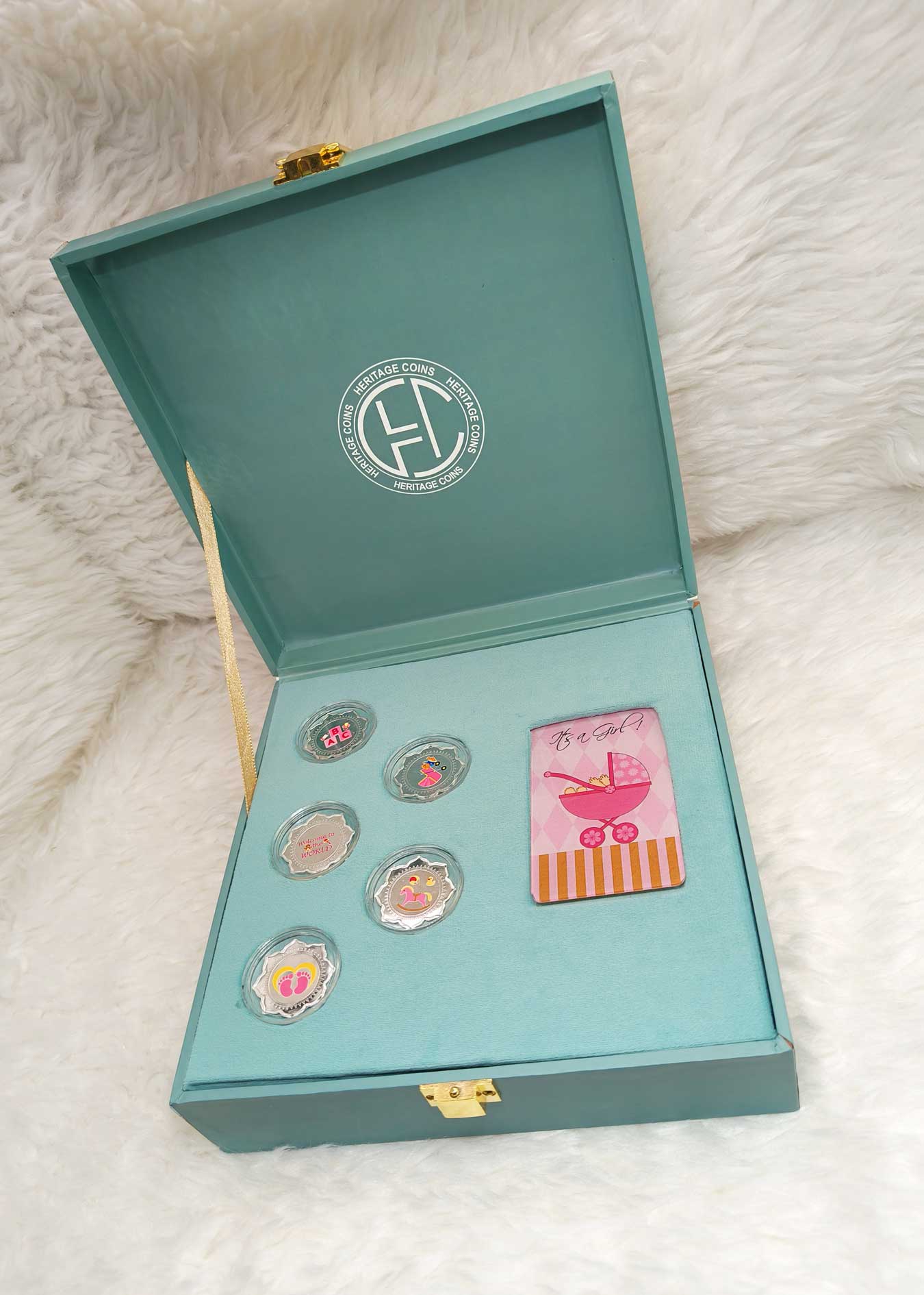 999 Fine Silver Baby Girl Blessings Coin Gift Set