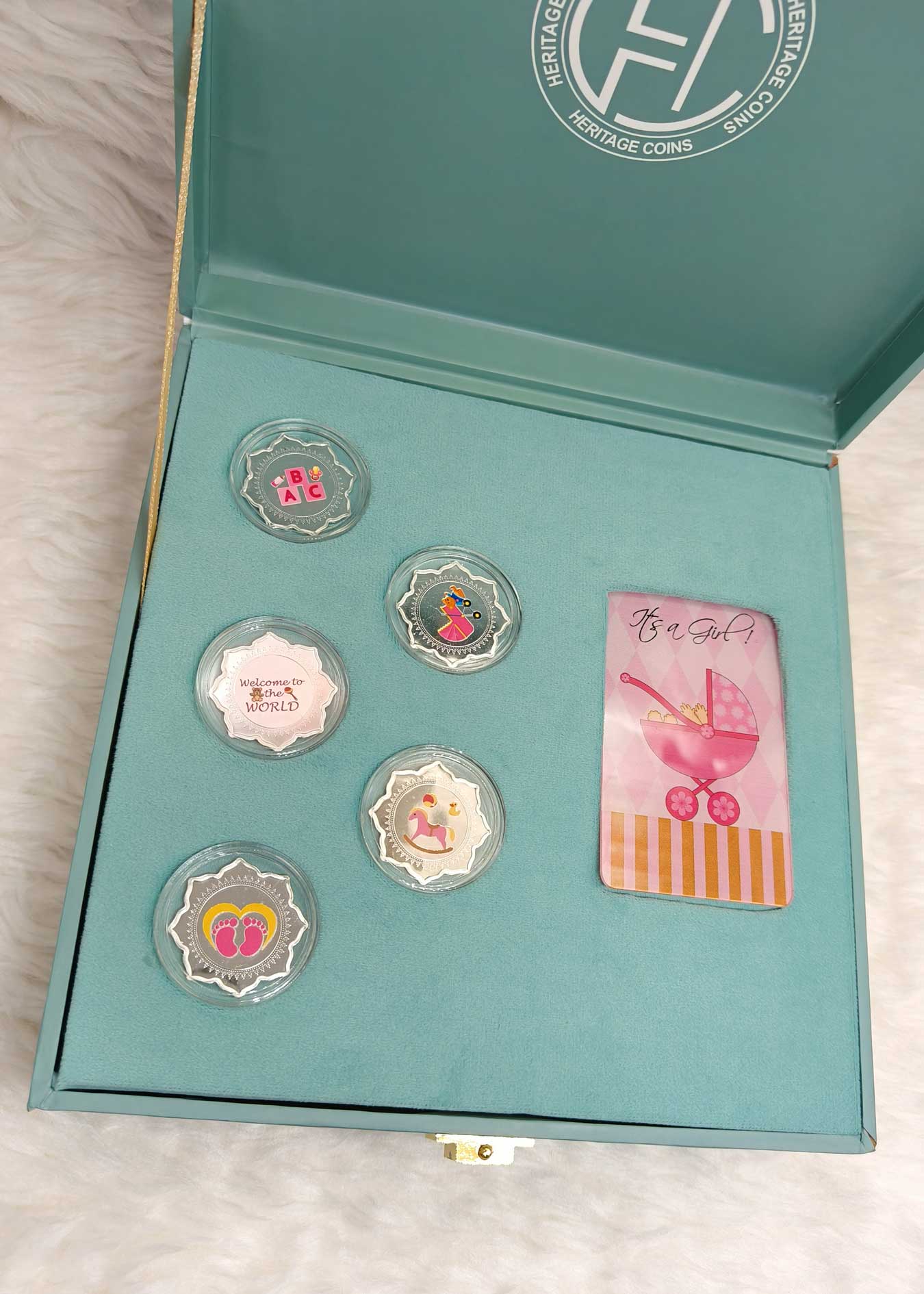 999 Fine Silver Baby Girl Blessings Coin Gift Set