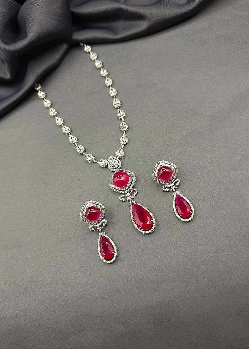 Delicate Colorful Cubic Zircon Designer Necklace Set