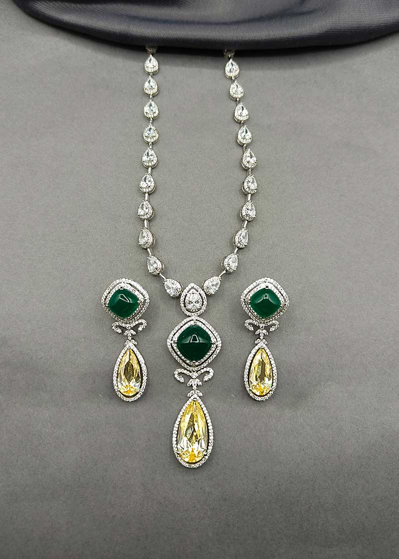 Delicate Colorful Cubic Zircon Designer Necklace Set