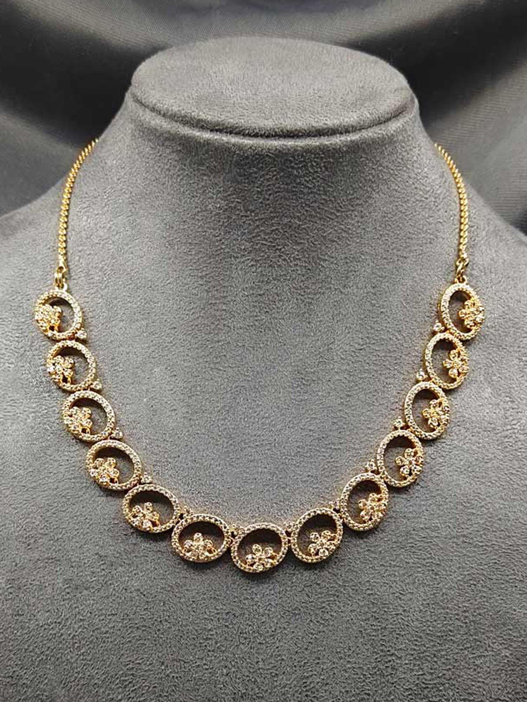 Gold Plated Cubic Zircon Designer Short Necklace Set