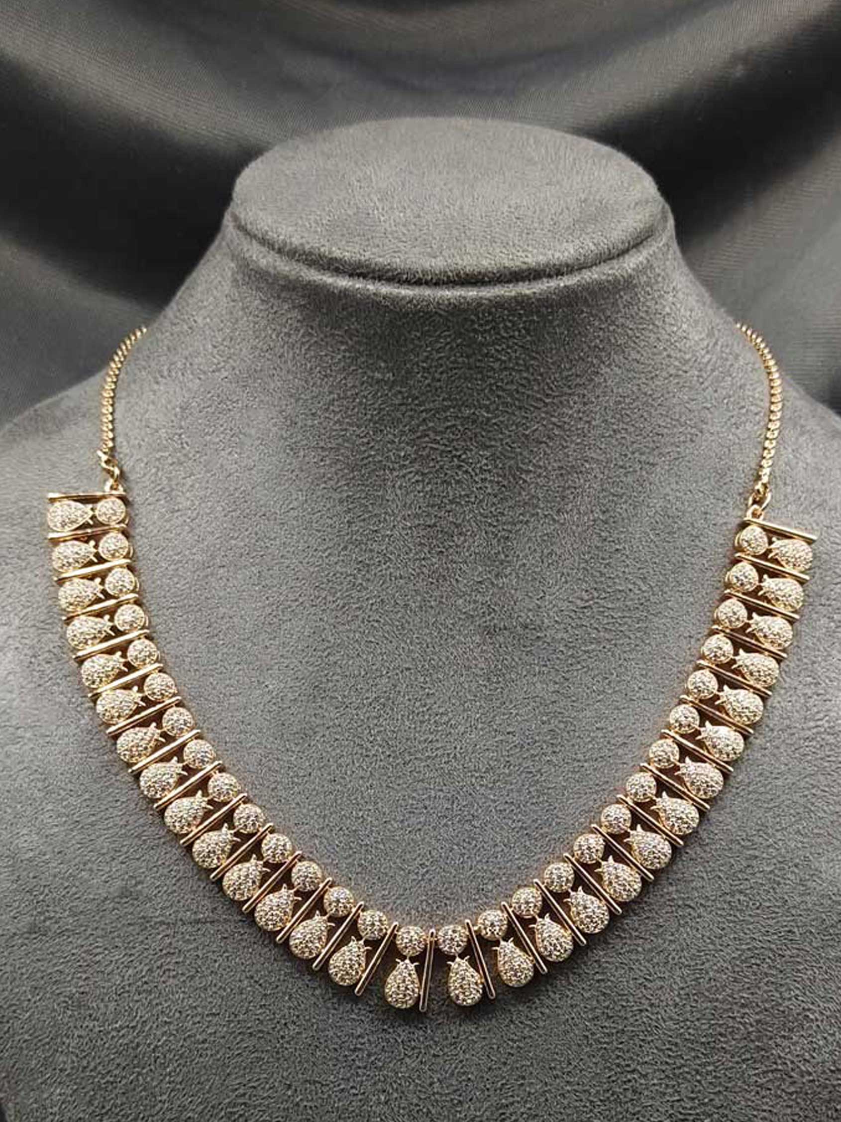 Cubic Zircon Rose-Gold Delicate Short Necklace Set