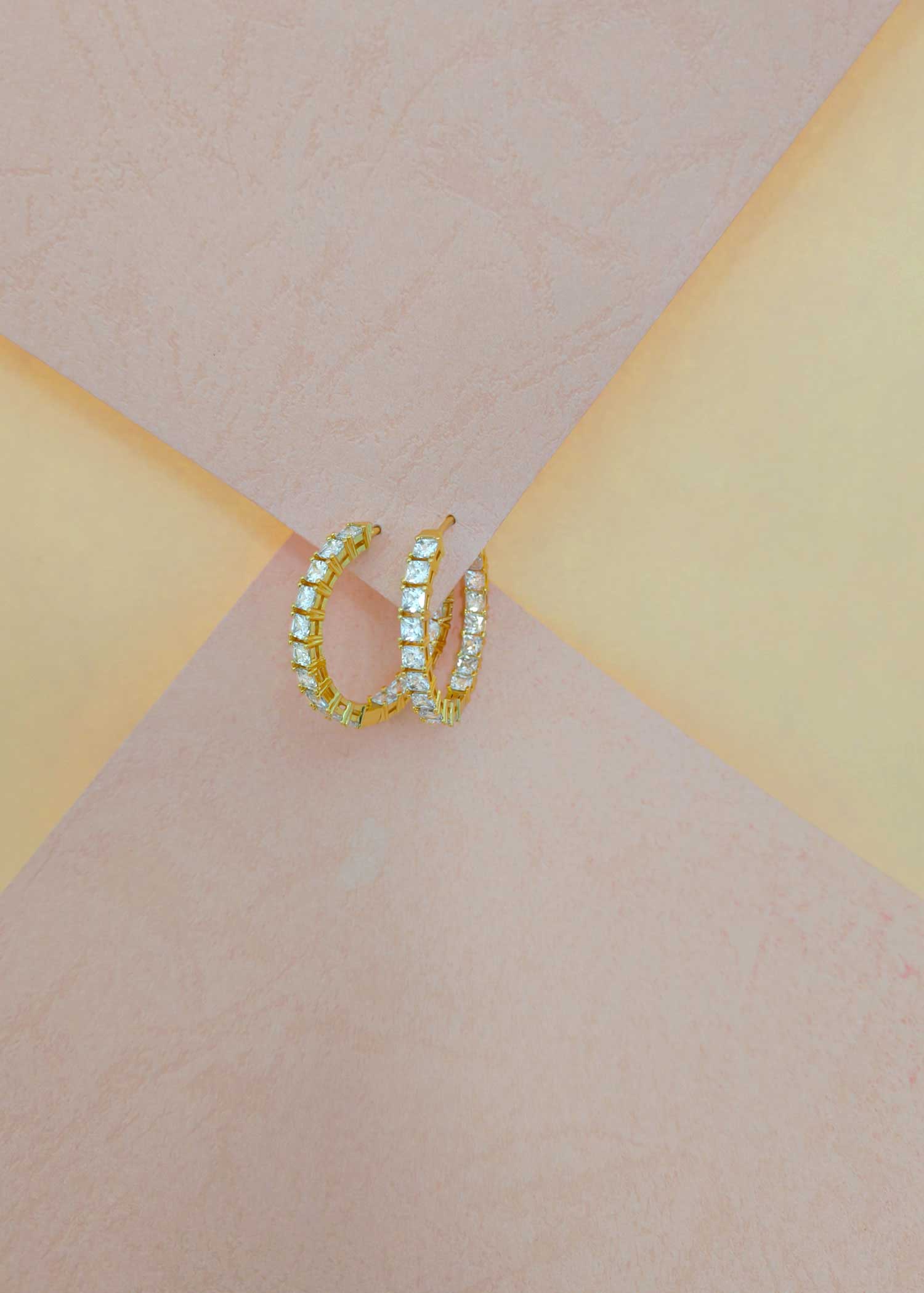 Gold Plated Cubic Zircon/ Ad Hoop Small Earrings