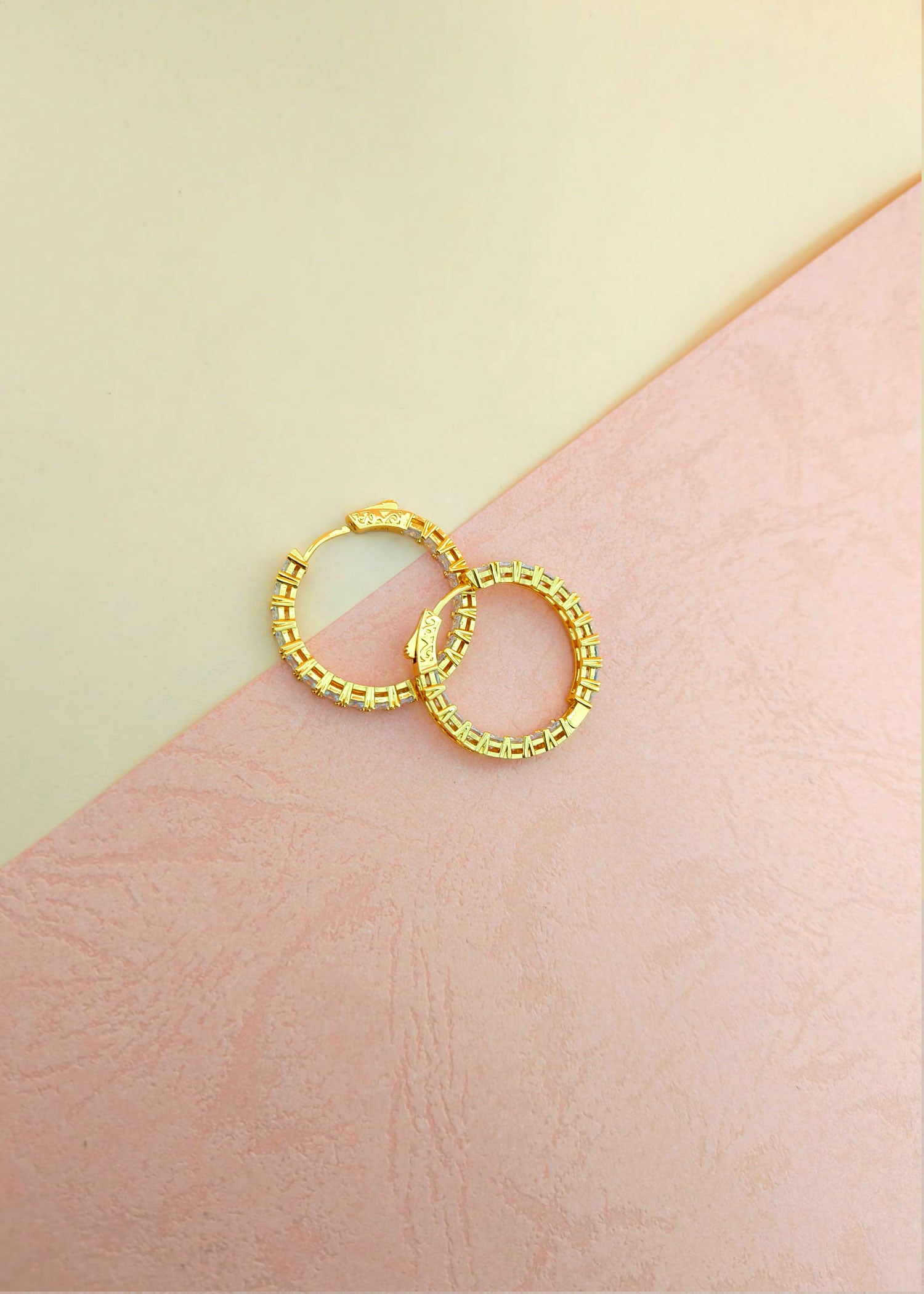 Gold Plated Cubic Zircon/ Ad Hoop Small Earrings