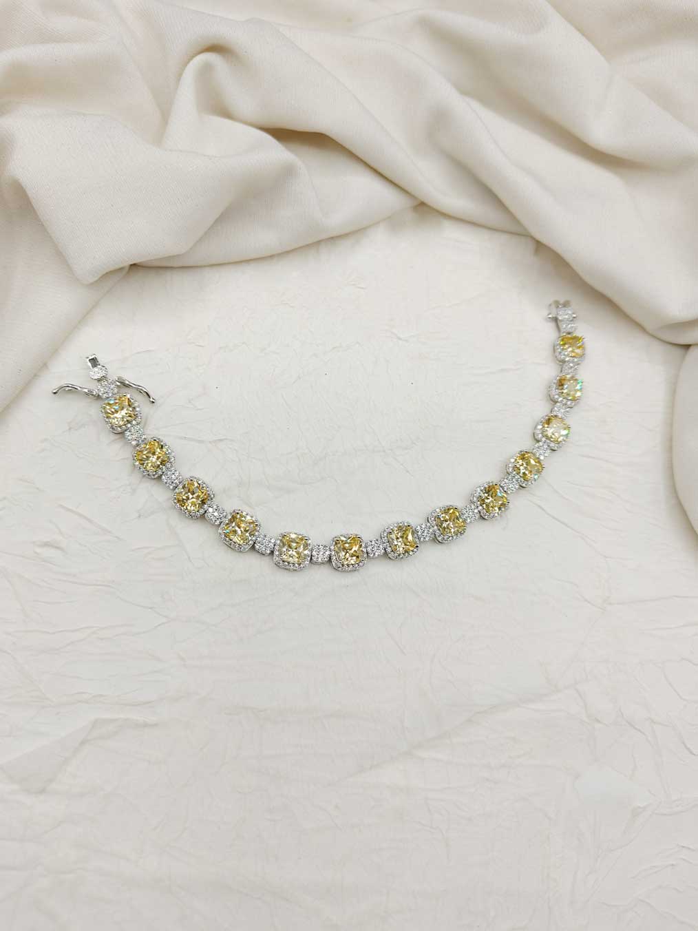 Cubic Zircon Silver Plated Beautiful Women Tennis Loose Bracelet