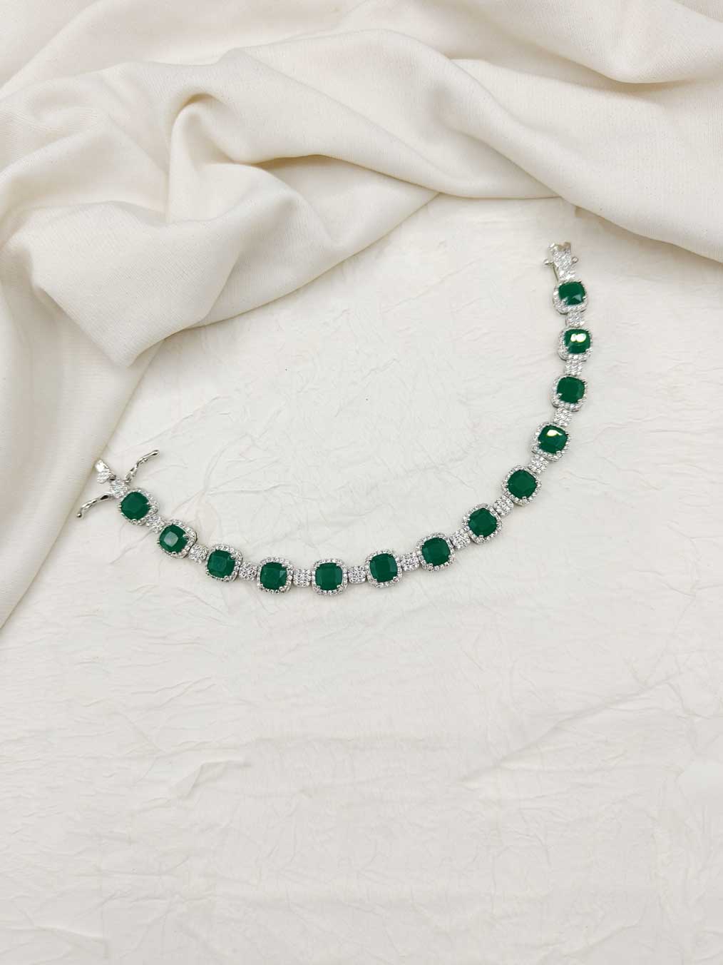 Cubic Zircon Silver Plated Beautiful Women Tennis Loose Bracelet