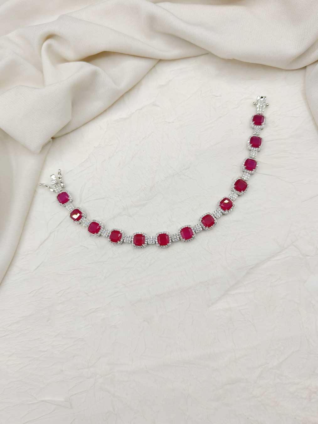 Cubic Zircon Silver Plated Beautiful Women Tennis Loose Bracelet