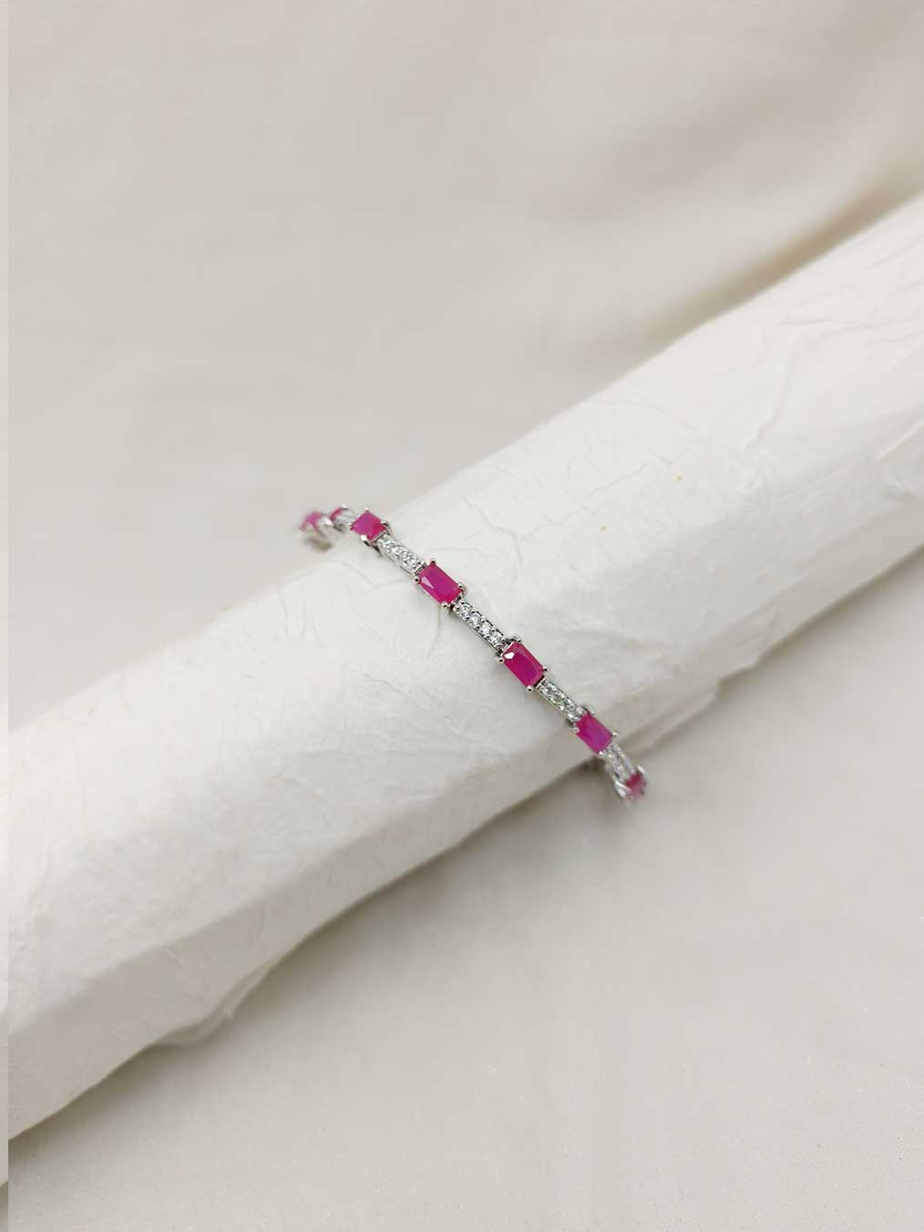 Natural Gems Stone Cubic Zircon Rectangle Shape Traditional Women Tennis Loose Bracelet