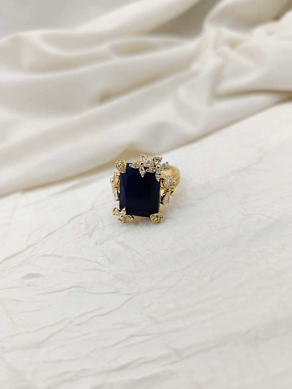 Square Shape Cubic Zircon Marquise Stone Adjustable Big Finger Ring