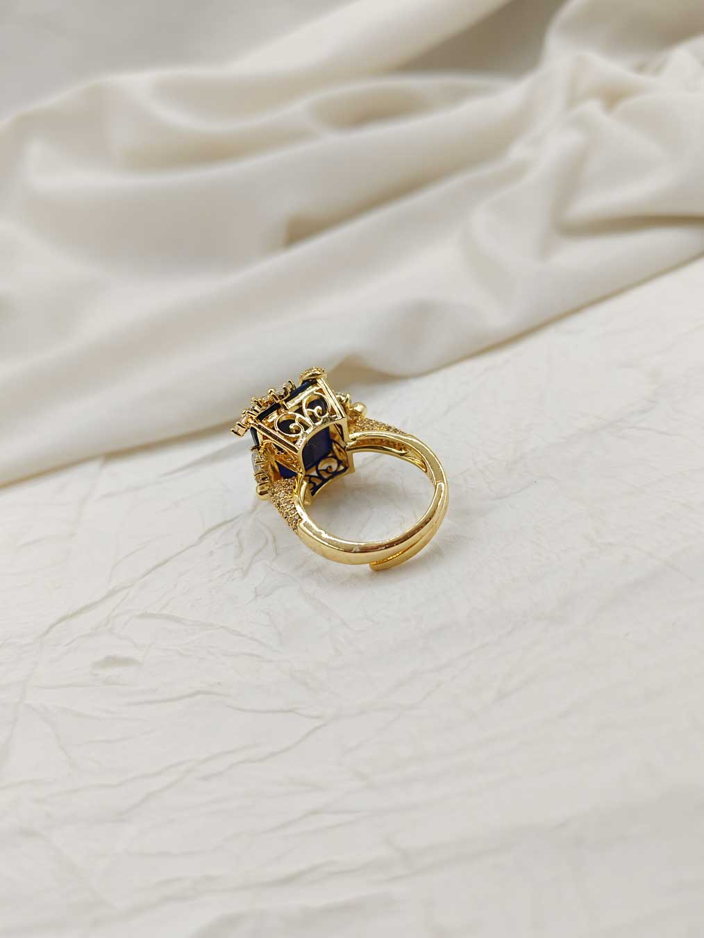 Square Shape Cubic Zircon Marquise Stone Adjustable Big Finger Ring