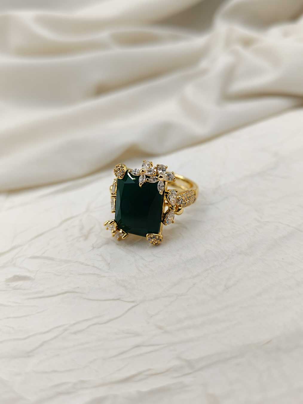 Square Shape Cubic Zircon Marquise Stone Adjustable Big Finger Ring