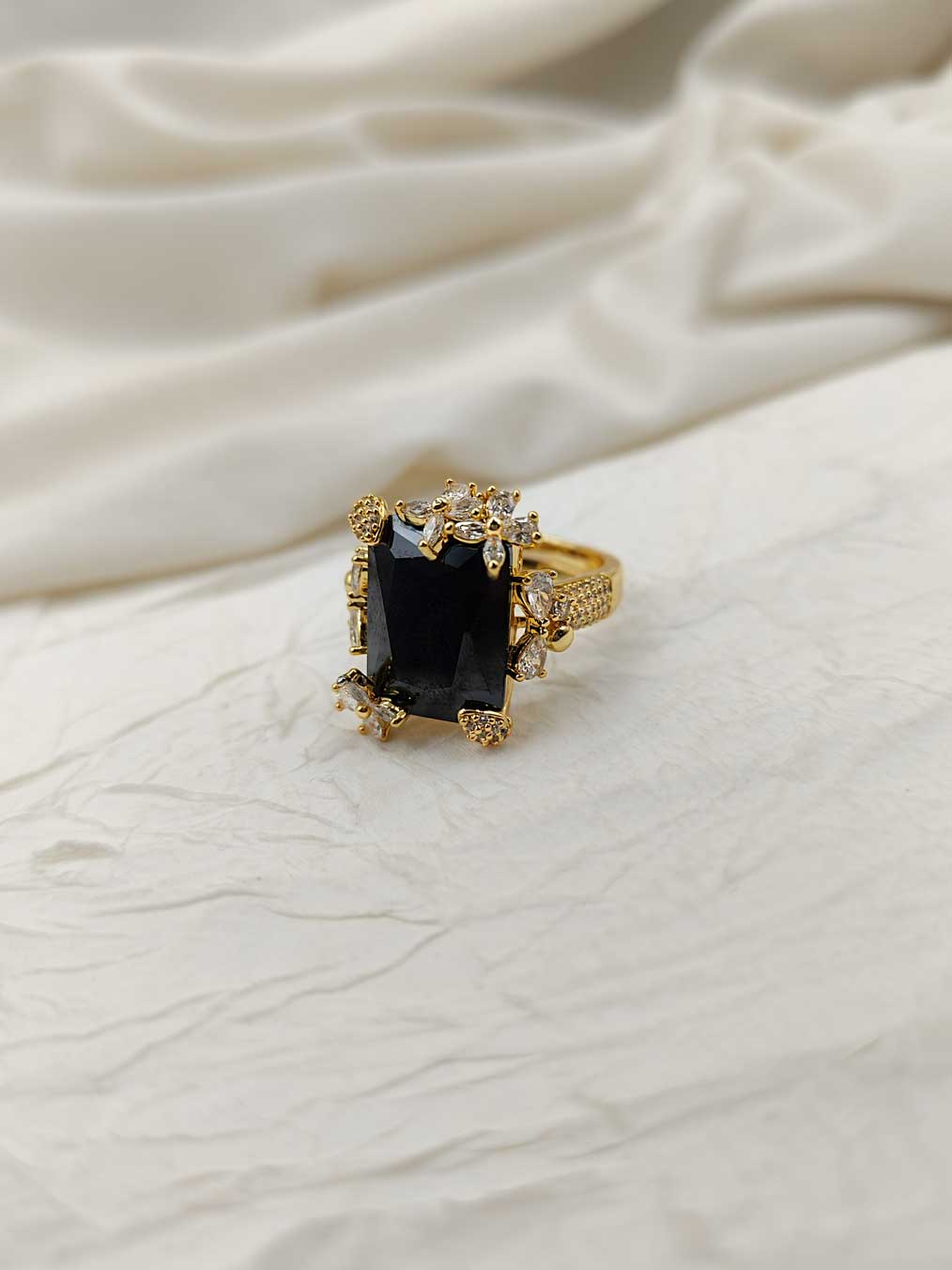 Square Shape Cubic Zircon Marquise Stone Adjustable Big Finger Ring