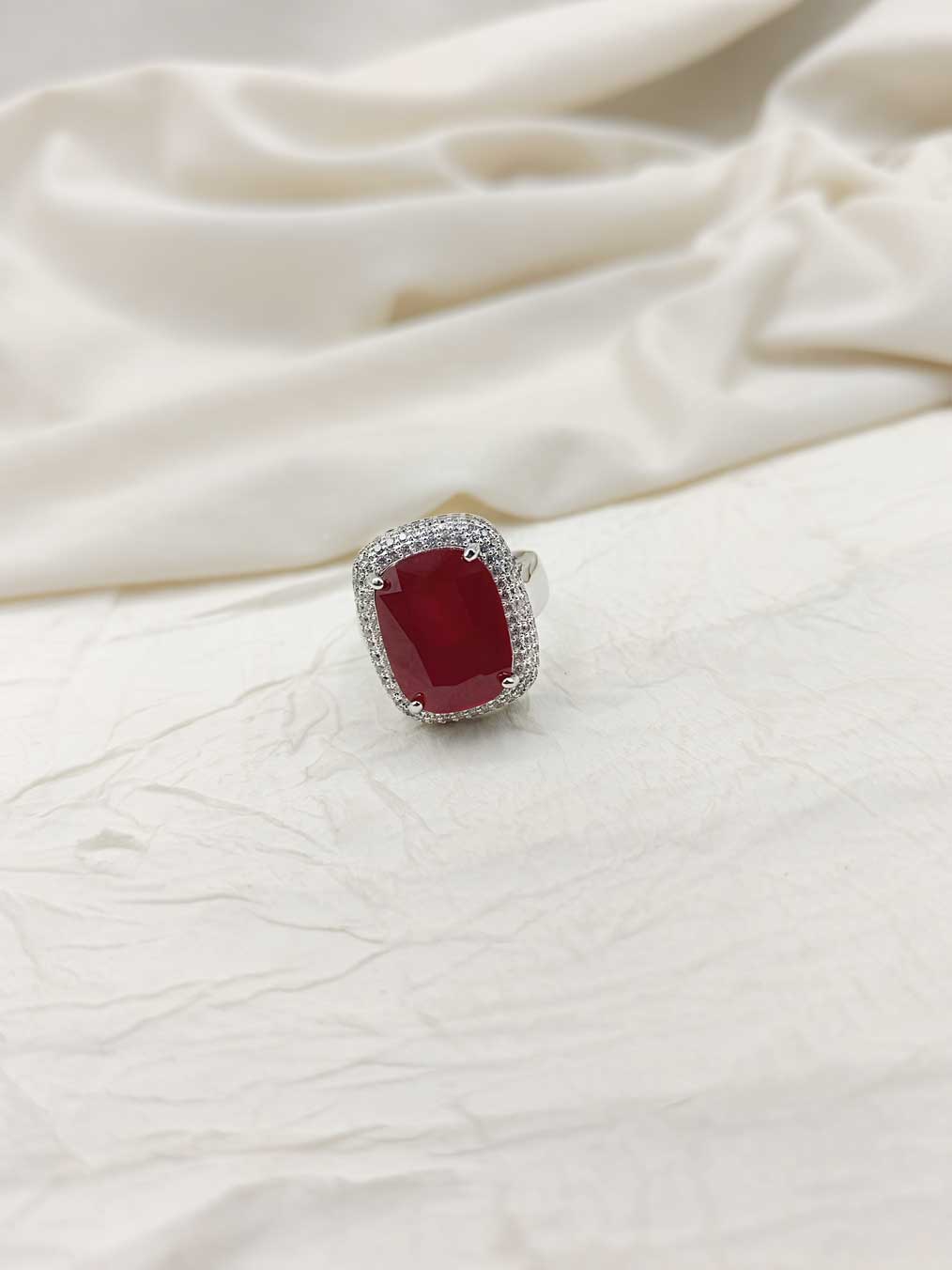 Square Shape Silver Plated Women's Adjustable Big Finger Ring