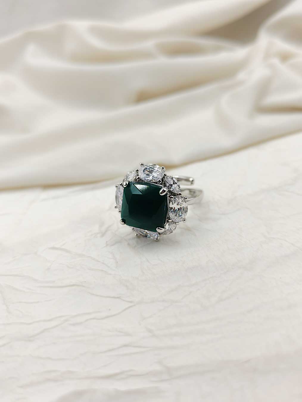 Cubic Zircon Big Adjustable Women's Finger Ring