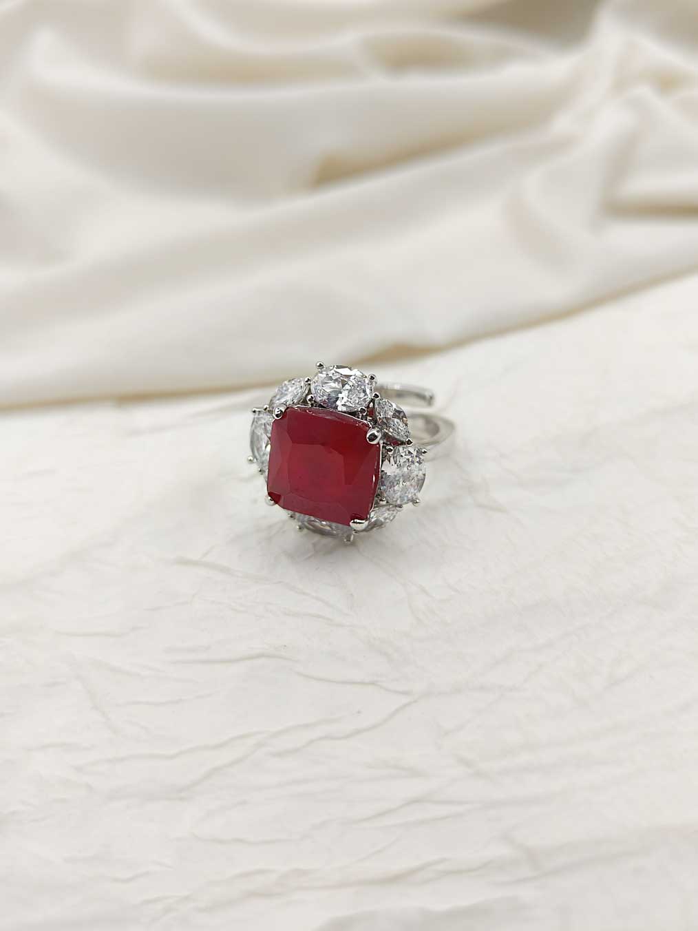 Cubic Zircon Big Adjustable Women's Finger Ring