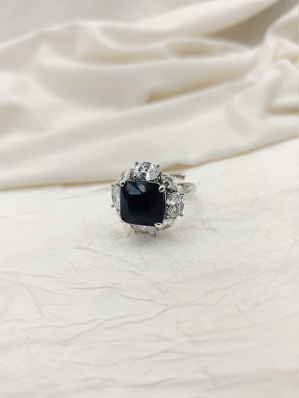 Cubic Zircon Big Adjustable Women's Finger Ring